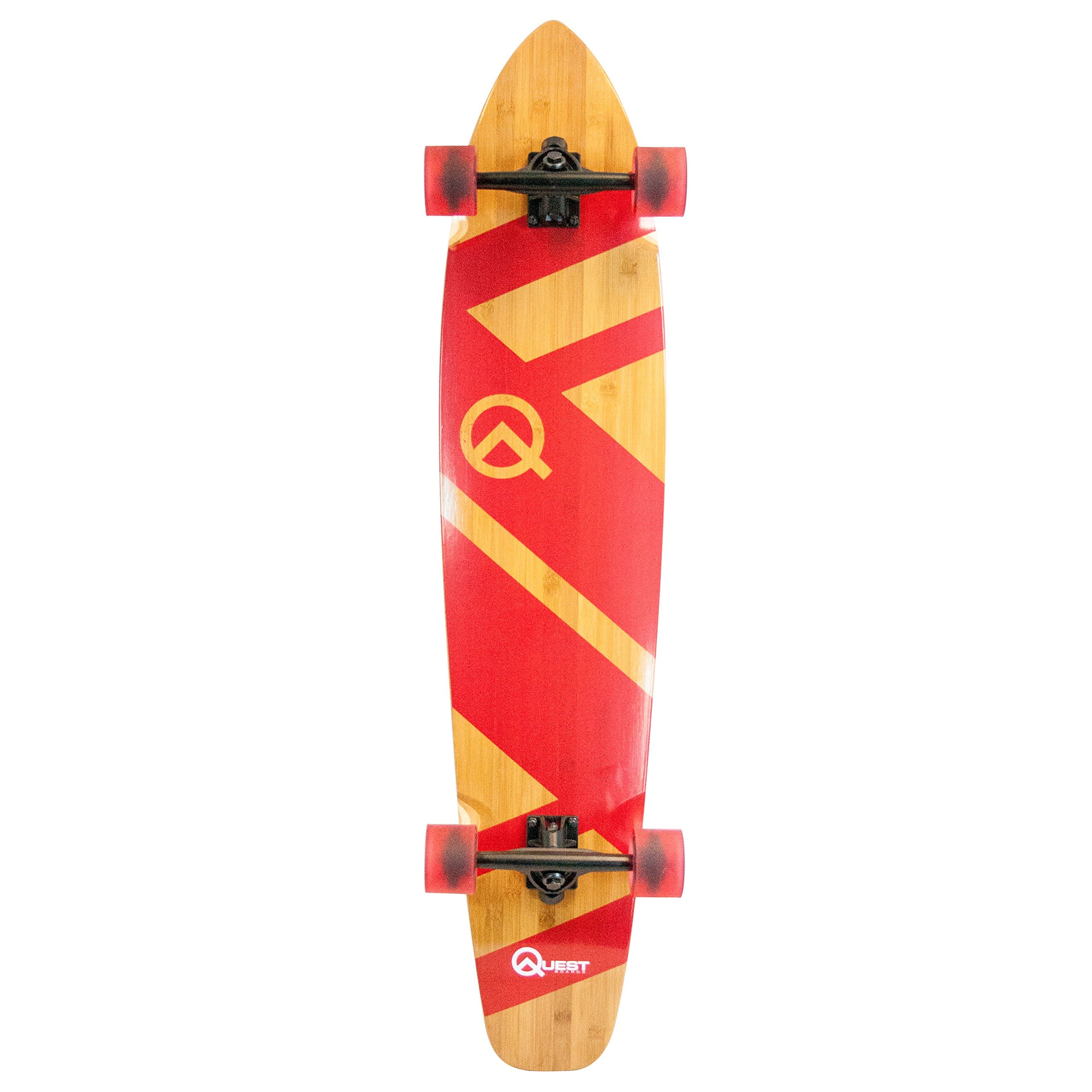 Quest Skateboards Super Cruiser Crimson Bamboo & Maple Skateboard, Red, 44"