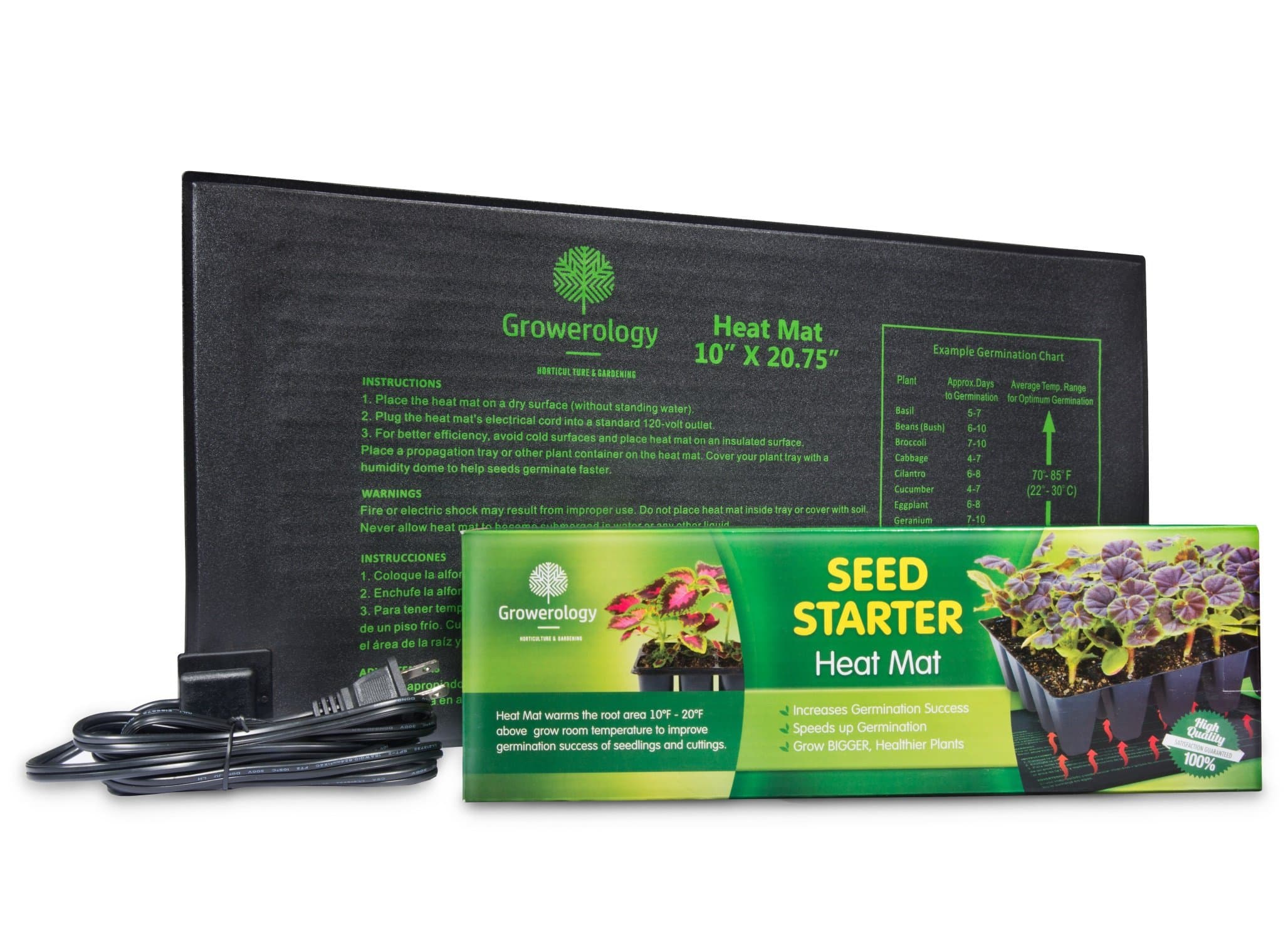 Growerology Plant Seedling Heat Mat for Seed Germination, Cloning and Plant Propagation - Bonus Insulation Underlayment