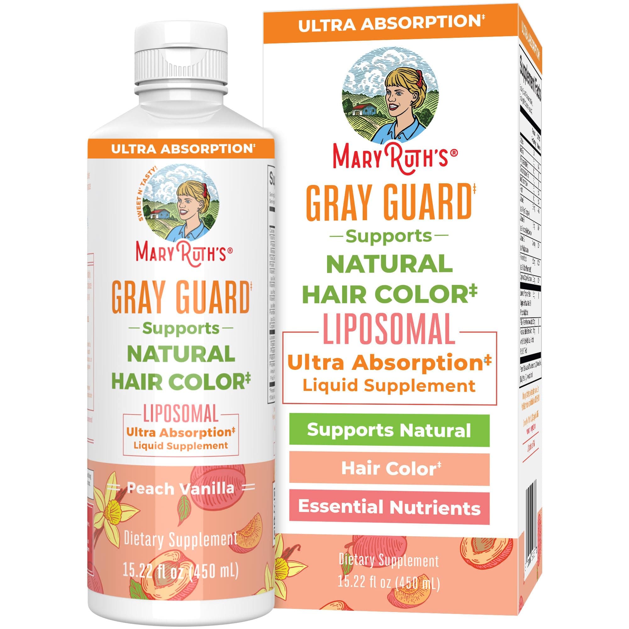 MaryRuth Organics Gray Guard Liposomal, Supports Natural Hair Color, with Copper & Pantothenic Acid, Holy Basil & Traditional Herbs, Vitamin E & Vitamin B for Overall Health, Ages 18+, 15.22 Fl oz