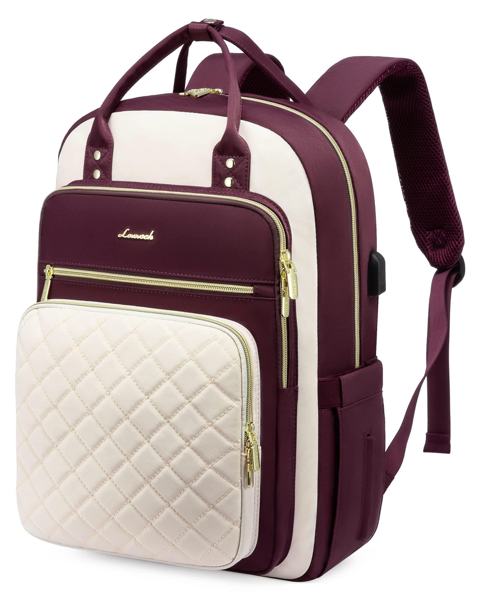 LOVEVOOK Laptop Backpack for Women, Fashion Travel Work Commuter Backpack Purse with USB Port, Lightweight Casual Daypacks, Nurse Teacher College Computer Bag, Fit 15.6" Laptop