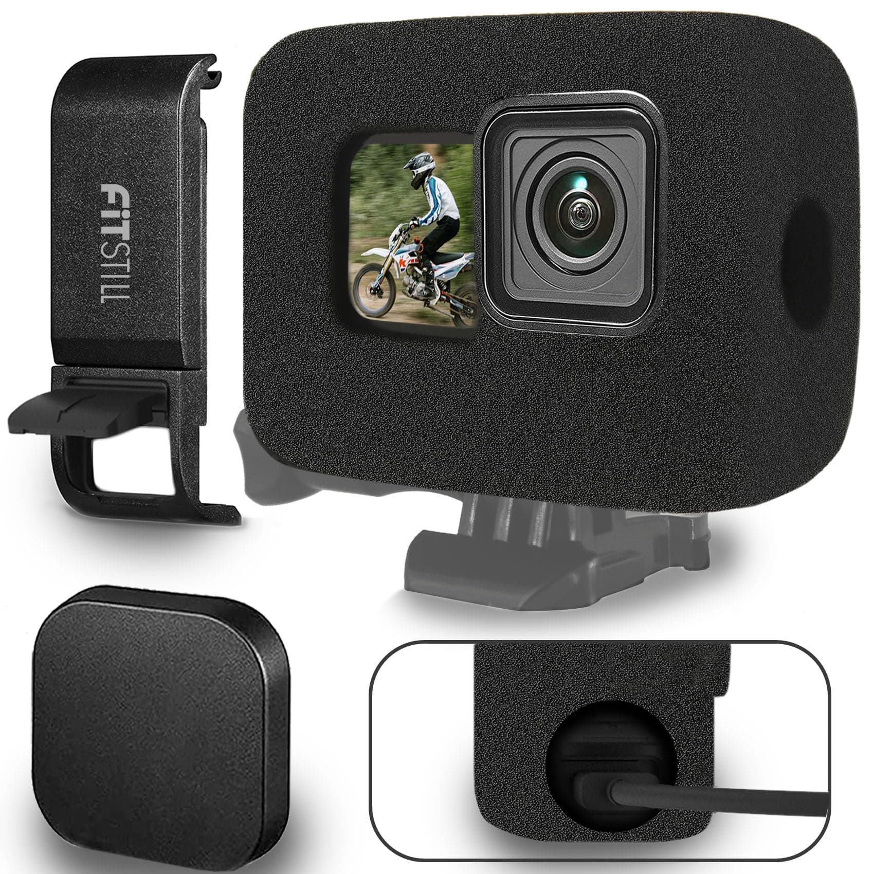 Windslayer Cover Muffler Windproof Case Side Door fo Hero 13/12/11/10/9 Black