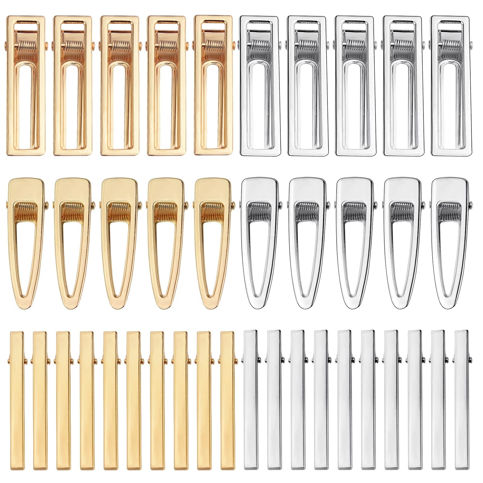 60PCS Hair Clips for Silicone Resin Molds, DIY Hair Bow Clips Pearl Hairpin Hair Accessories for Girls and Women (Mix Silver-Golden)