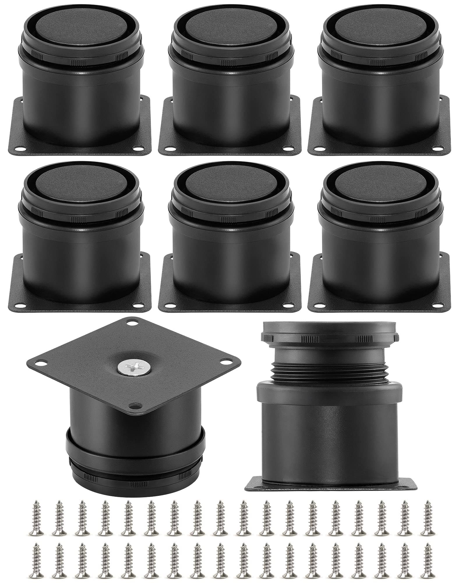 8-Pack 2 Inch Furniture Legs, Stainless Steel Legs for Furniture+32pcs Screws, Black