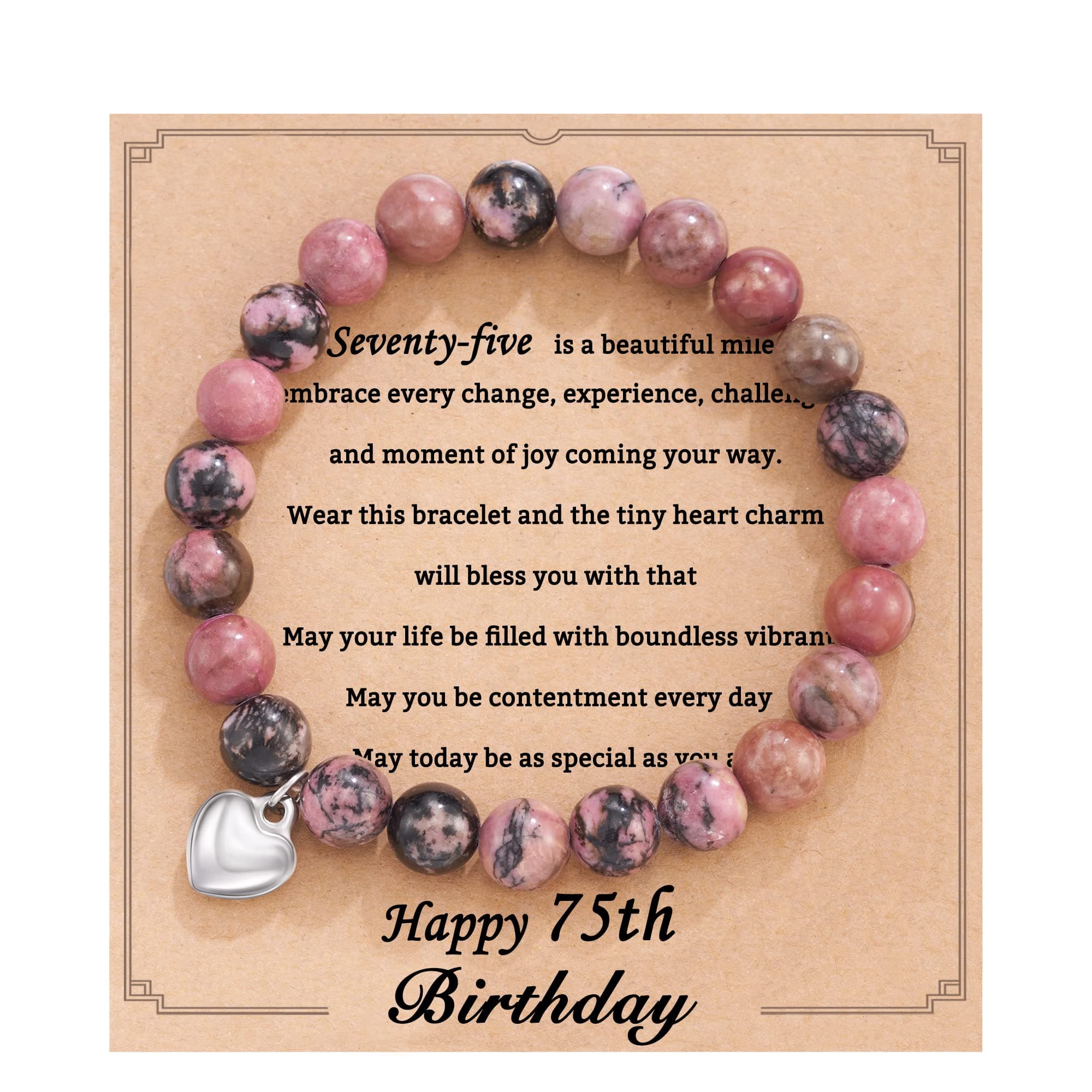 HGDEER 13/16/18/21/30/40/50/60/70/80 Birthday Gifts for Teen Women, Natural Stone Heart Bracelets for Mom Auntie Wife Friend Sister