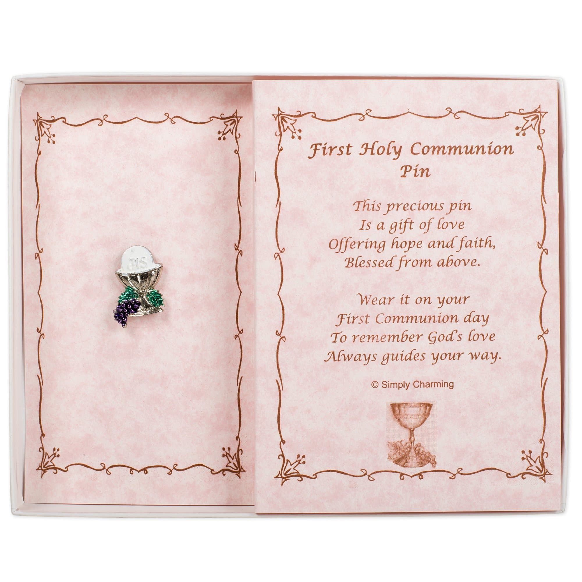 First Communion Pin with Silver Chalice in Gift Box