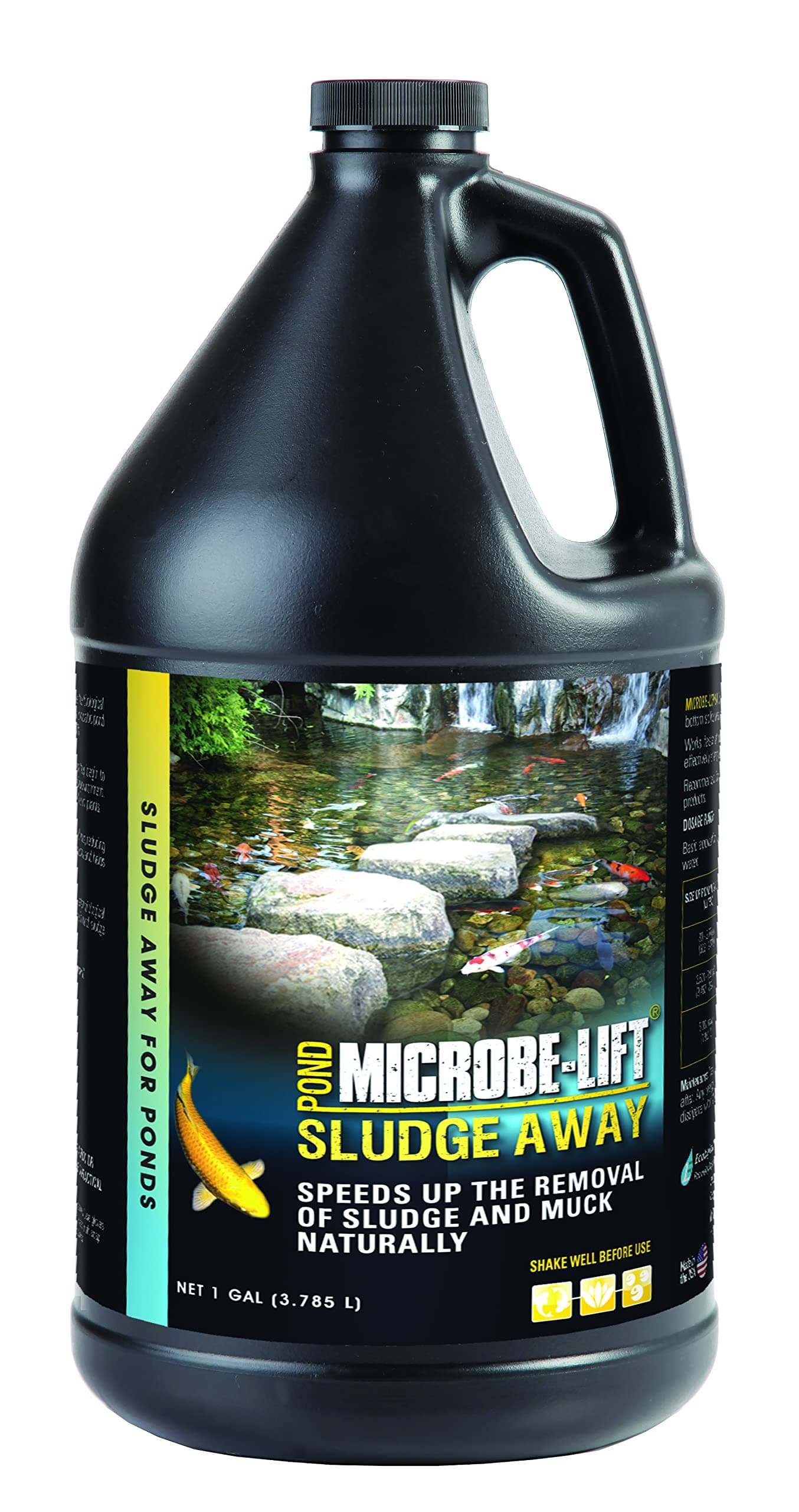 MLXSAG4 Sludge-Away Pond and Outdoor Water Garden Sludge Remover, OK for Live Koi Fish, Plant Life, and Decor, 1 Gallon