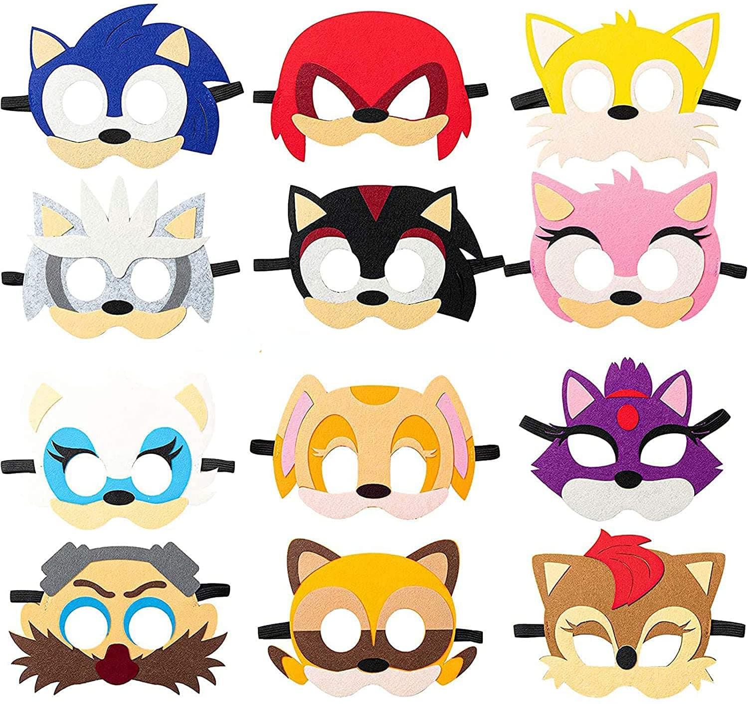 Alirea Felt Favors for Kid (12 Packs), Birthday Party Supplies Dress Up Costumes Mask Photo Booth Prop Cartoon Character Cosplay Birthday Gift for Children Boys Girls