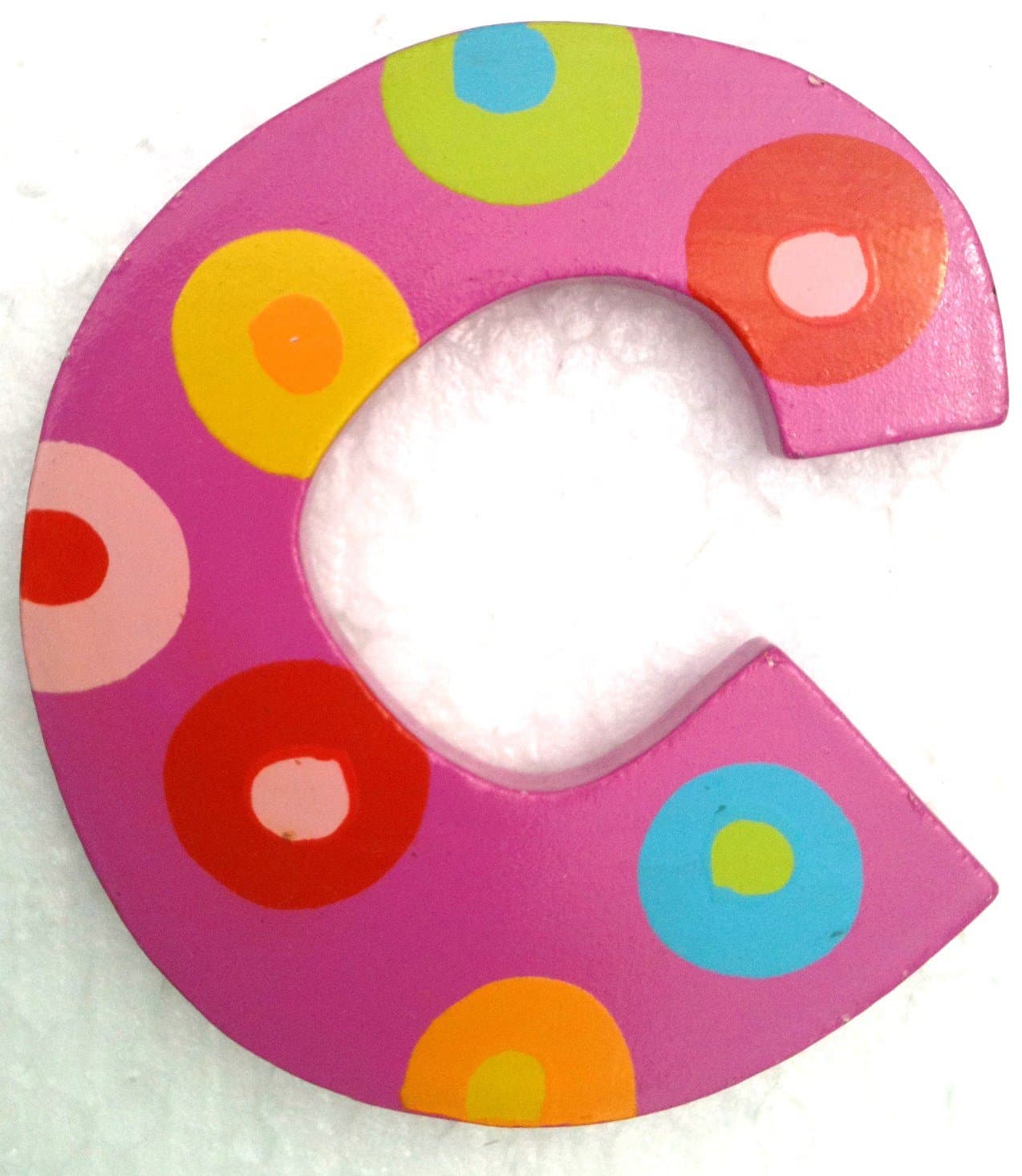 TATIRI Bright Multi-Color Alphabet WOODEN Letter STRIPES & DOTS (2 1/2 Inches Tall) (DOTTED Letter C)