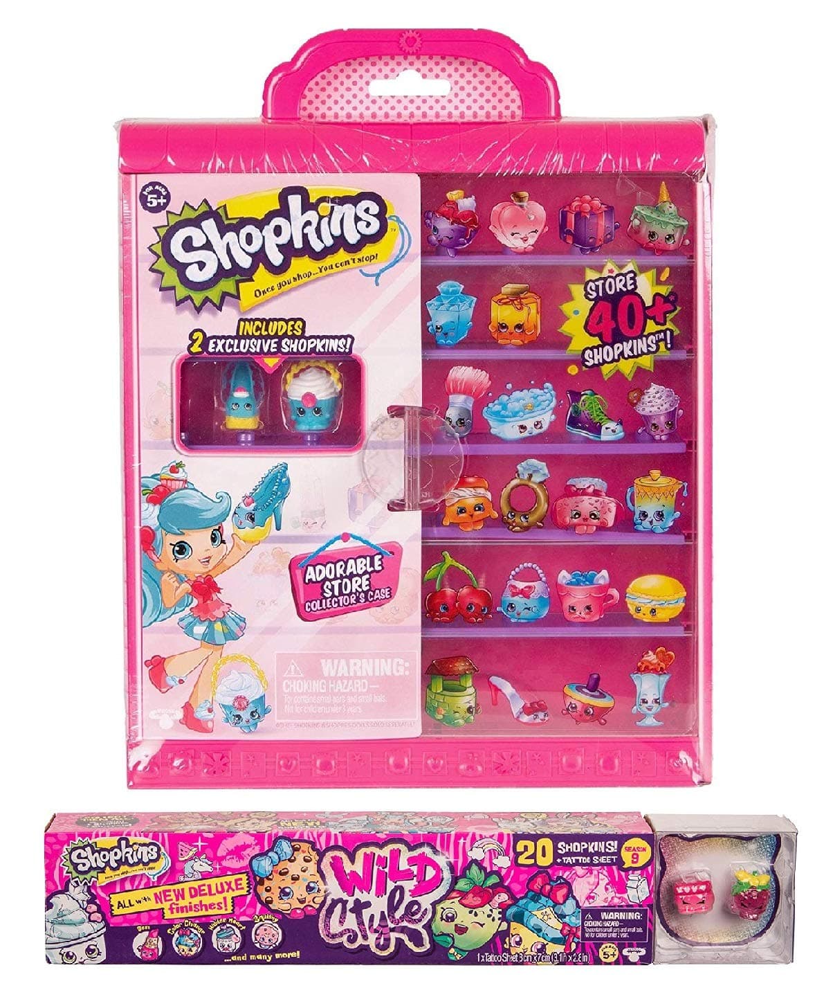 BLIZY Shopkins Gift Bundle! Season 9 Wild Style-Mega Pack and Season 7 Collector Case. Includes Keychain.