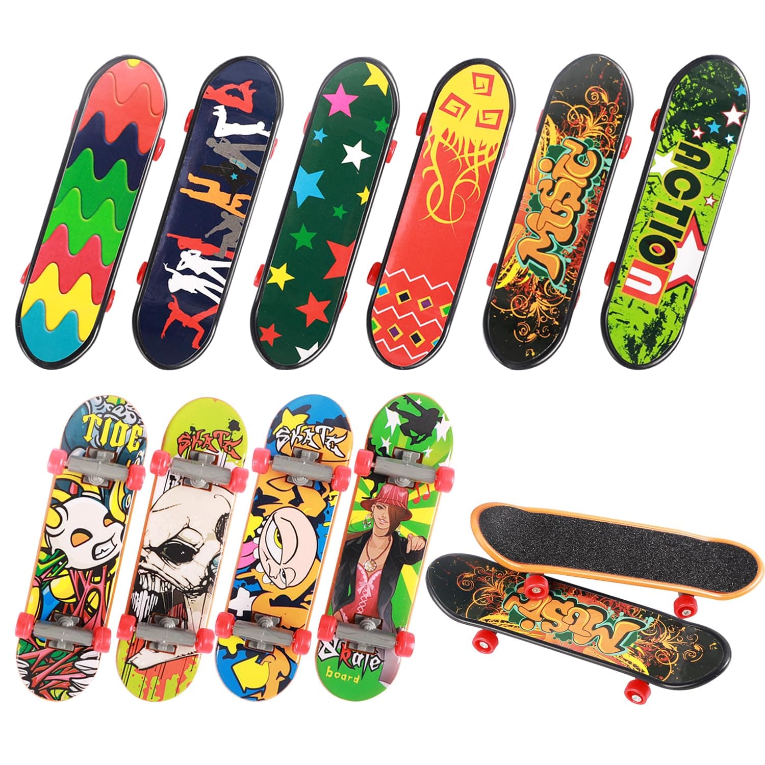 18pcs Finger Skateboards for Kids Small Fingerboards Finger Toys Hand Skateboard Party Favors, Birthday Creative Gifts (12 Normal + 6 Matte)