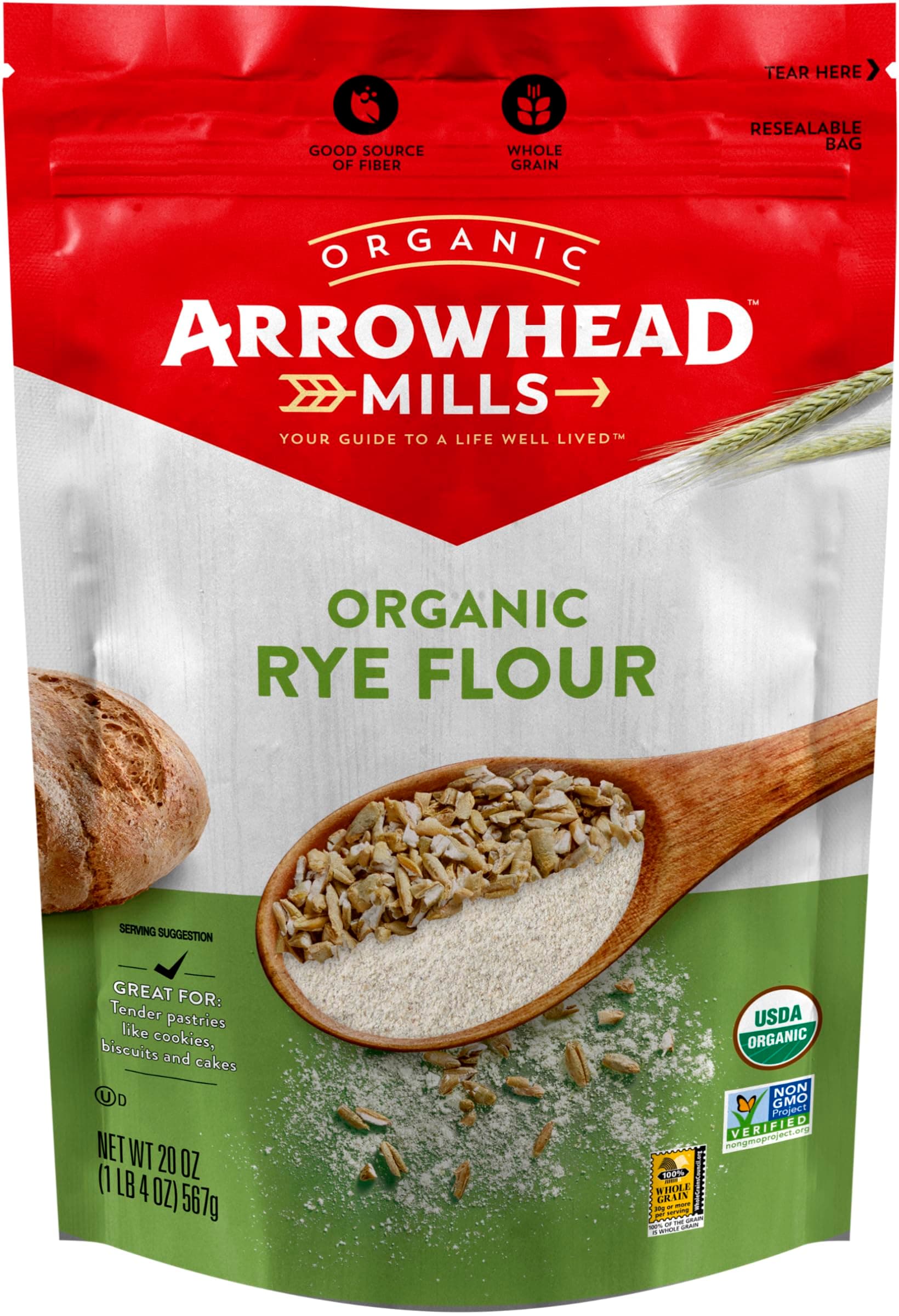 Organic Rye Flour, 20 oz (3 Pack)