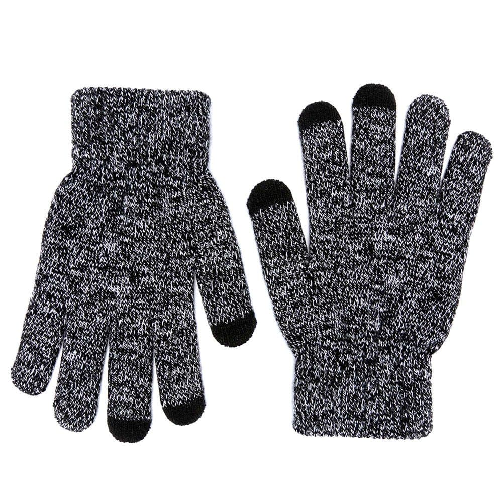 Touch screen gloves winter men and women knitted warm gloves (Black and white)