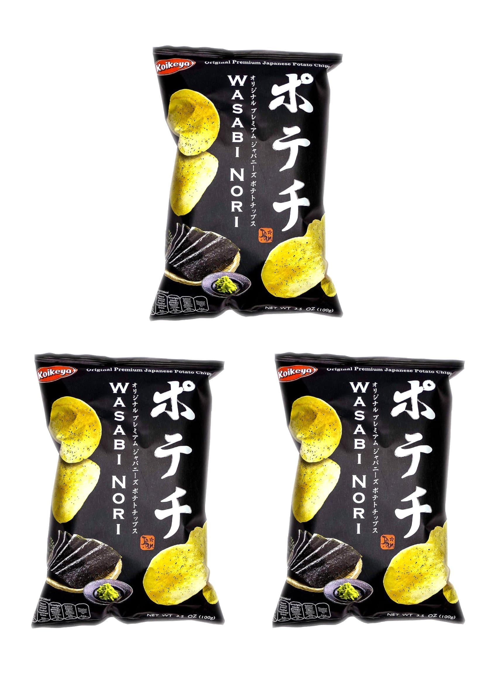 Japanese Potato Chips Wasabi NORI Seaweed 100g Pack of 3 ポテチ わさびのり