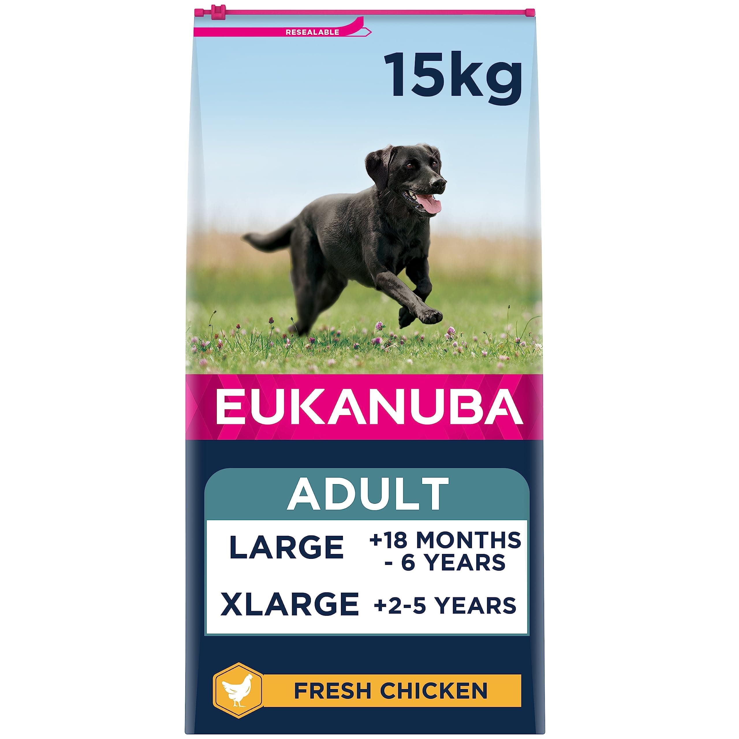 Complete Dry Dog Food for Adult Large and Giant Breeds with Fresh Chicken 15 kg