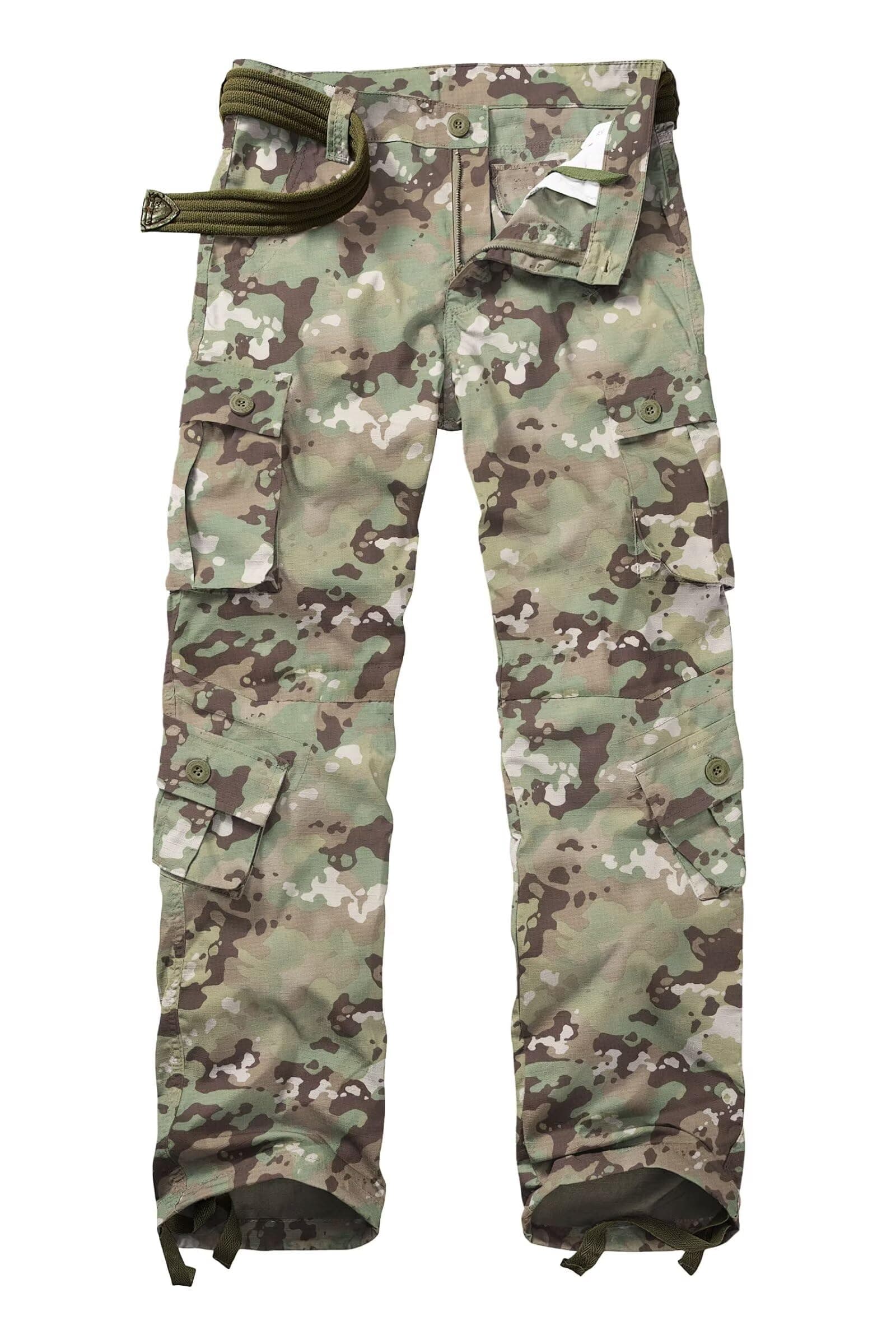 Men's Waterproof Hiking Pants Ripstop Wild Cargo Pants Army Camo Combat Casual Work Pants with 8 Pockets