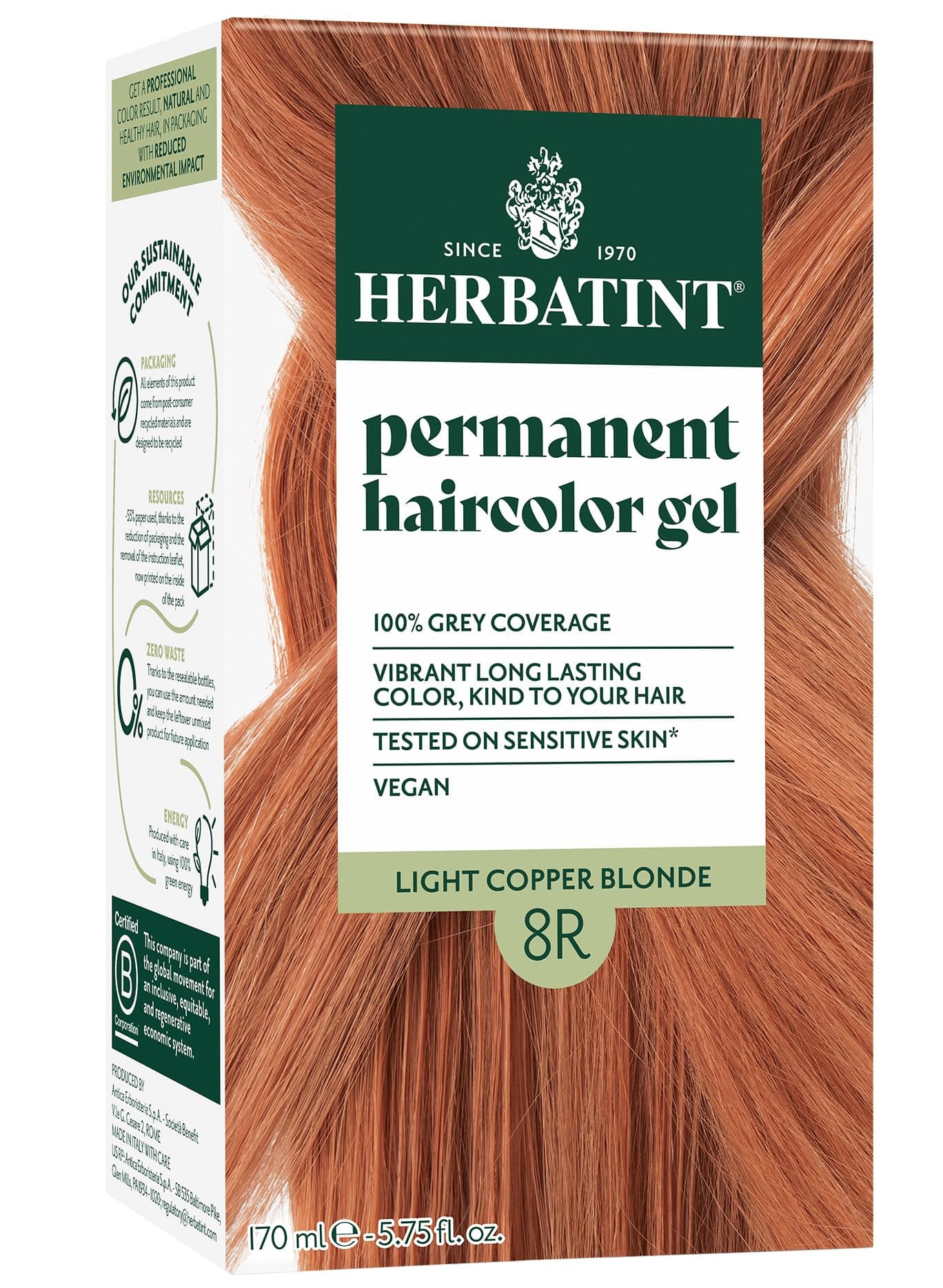 Herbatint8R Light Copper Blonde Permanent Hair colour 170ml