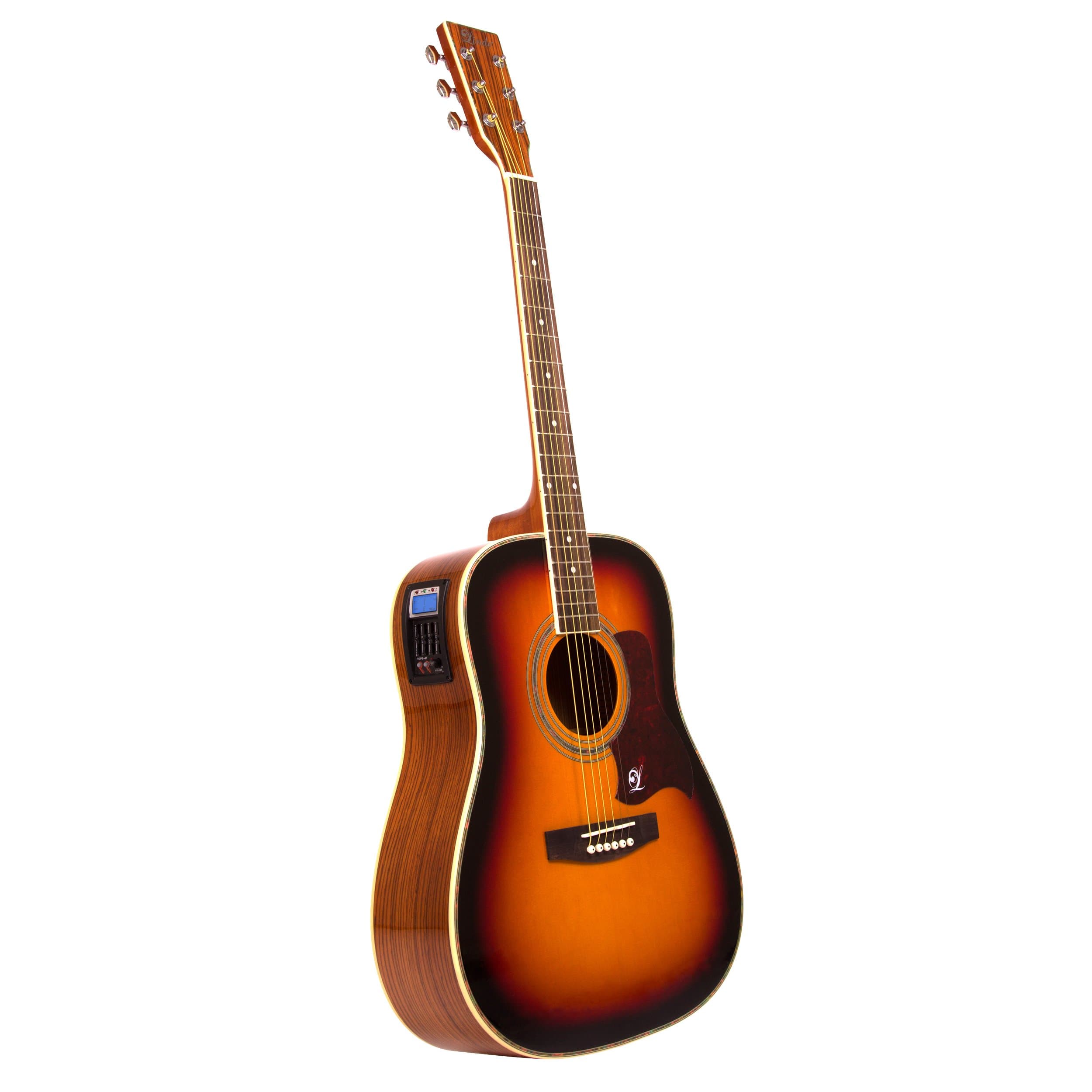 Lindo Zebra Electro Acoustic Guitar with Preamp / Tuner / Gigbag - Black Sunburst