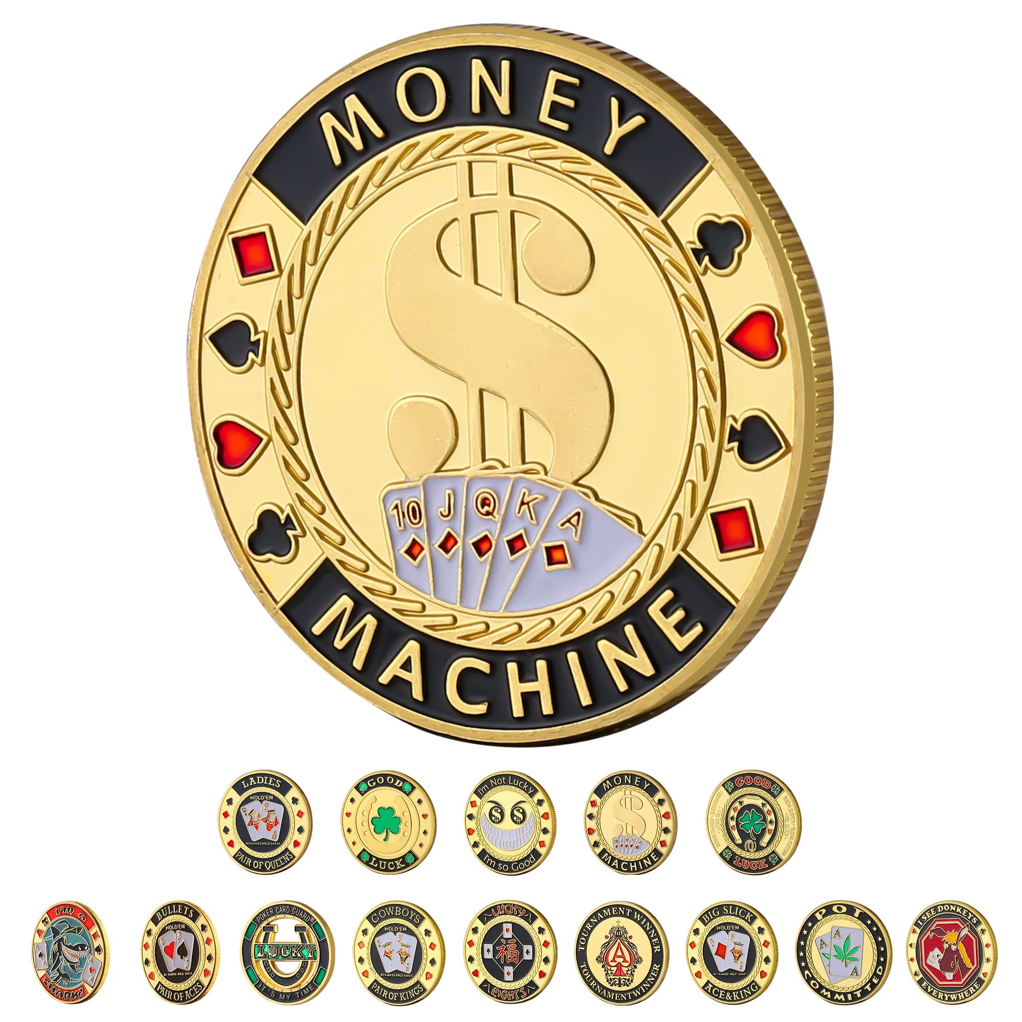 LuluCircle Poker Guard, Weights for Poker, Poker Gifts for Men, Poker Card Protector, Poker Accessories, Poker Chips with Plastic Case (Royal Flush)