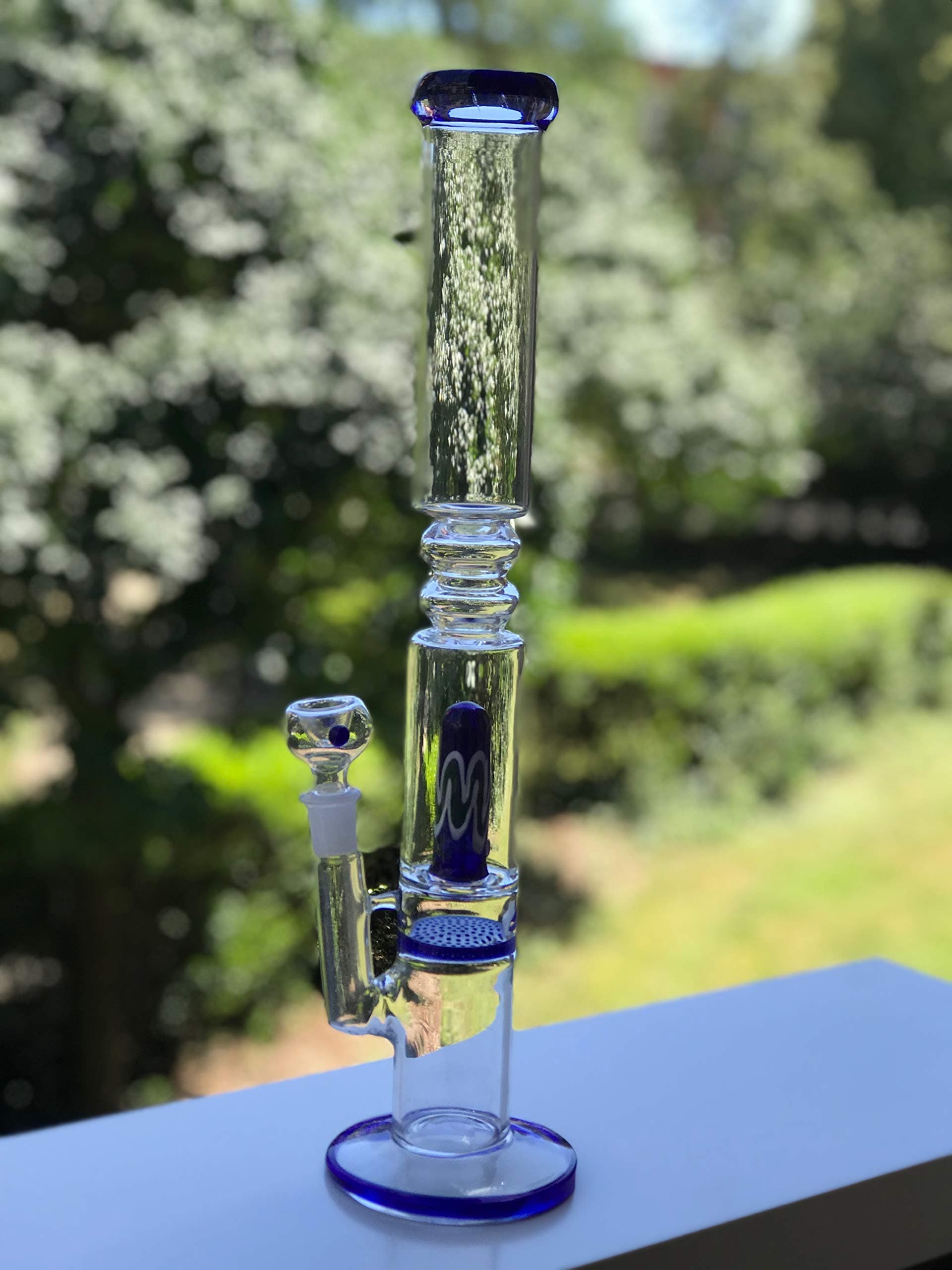 Funky Gear Percolator Glass Tube for Smoking - Carefully Handcrafted Tube - Strong Glass Smoking Tube with Filter - Exquiste and Attractive Finish - Easy to Use - 43.5 cm / 17.13 Inches, White