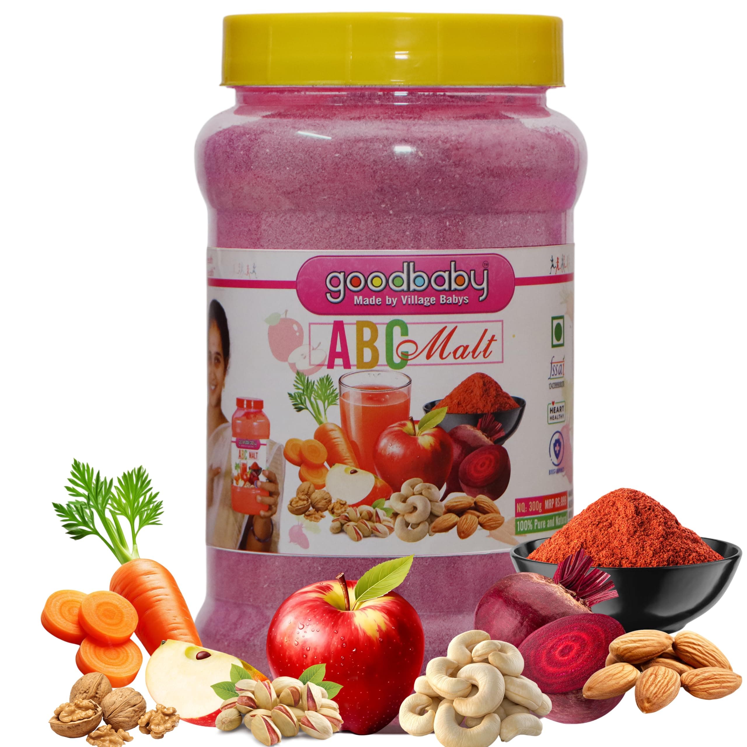 ABC MALT | Homemade Fresh & Natural Organic ABC Malt | No Preservatives or Colors | Dry Fruits | Apple - Beetroot - Carrot Mix | Chemical Free | For Kids & Adults | 100% natural & Homemade Food Products | Malt Based Nutritional Mix Powder (1Kg)