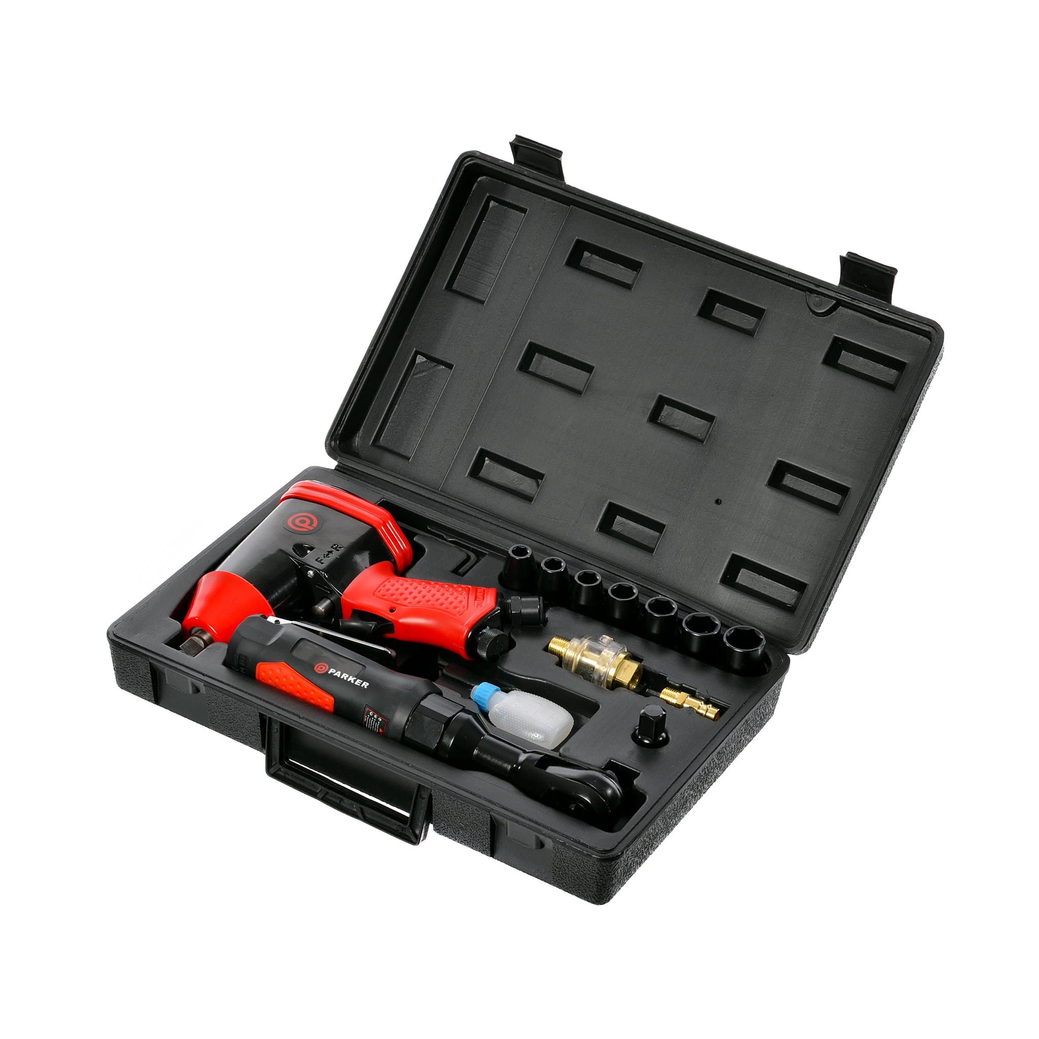 ParkerBrand 15 Piece 1/2" Air Impact & 3/8" Air Ratchet Wrench Kit