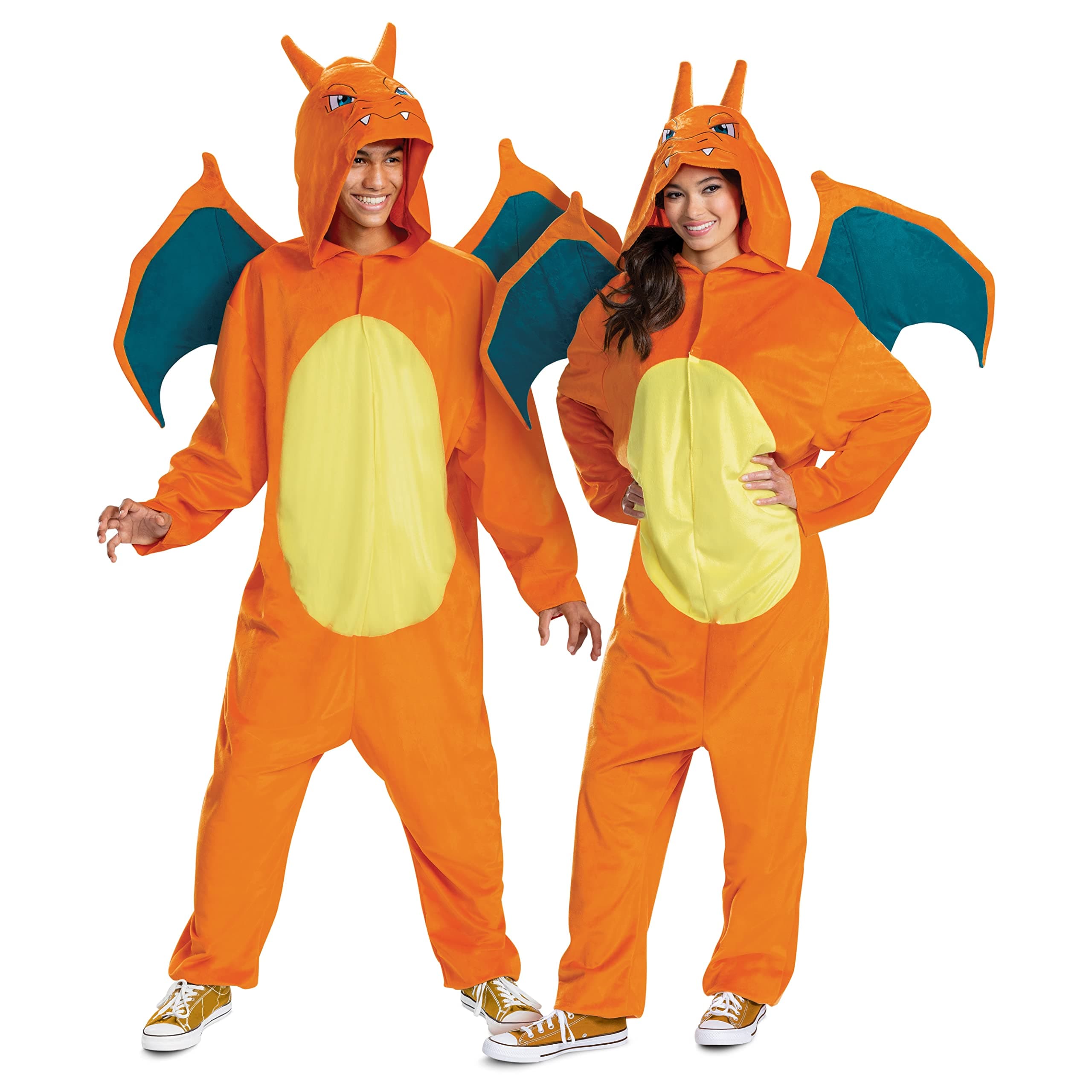 womens Charizard Costume for Adults, Deluxe Official Pokemon Halloween Costume With Hood and Wings