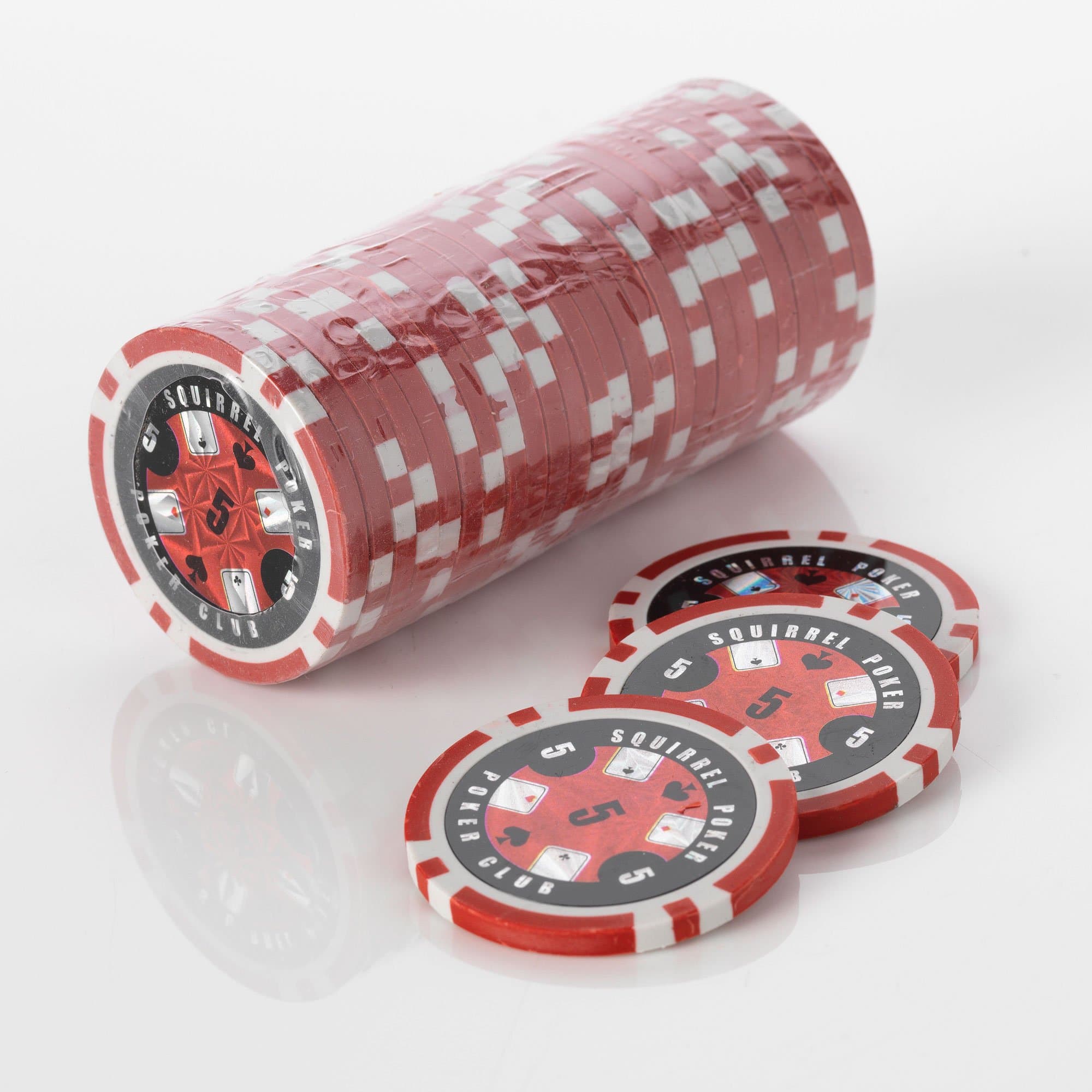 15G Poker Chips - Design 15G Poker Chips Colour = Red, Value = $5