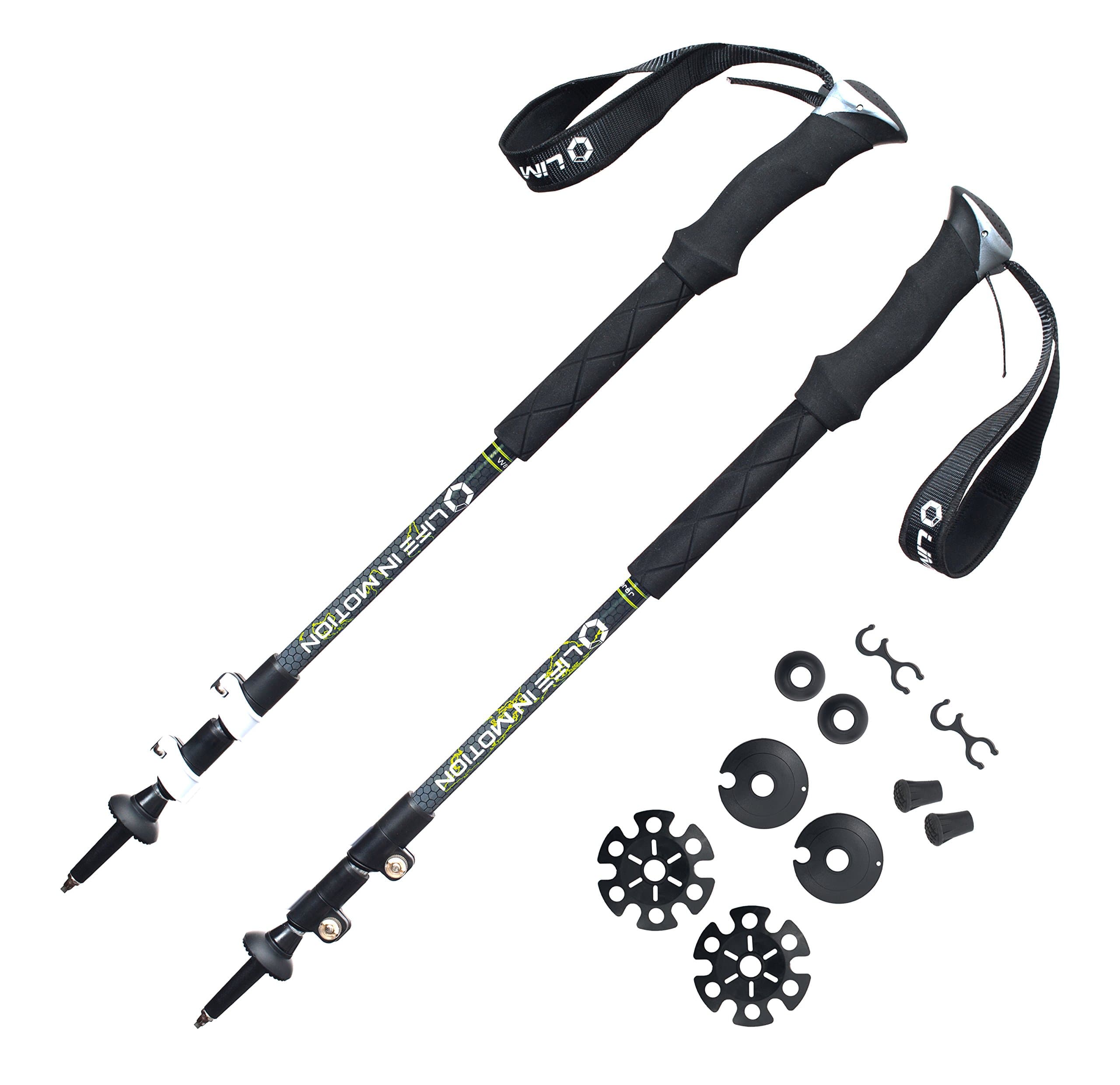 Trekking poles / Hiking poles / Walking poles - lightweight aerospace aluminum - collapsible and adjustable with telescoping shafts - perfect for hiking, walking, backpacking or snowshoeing