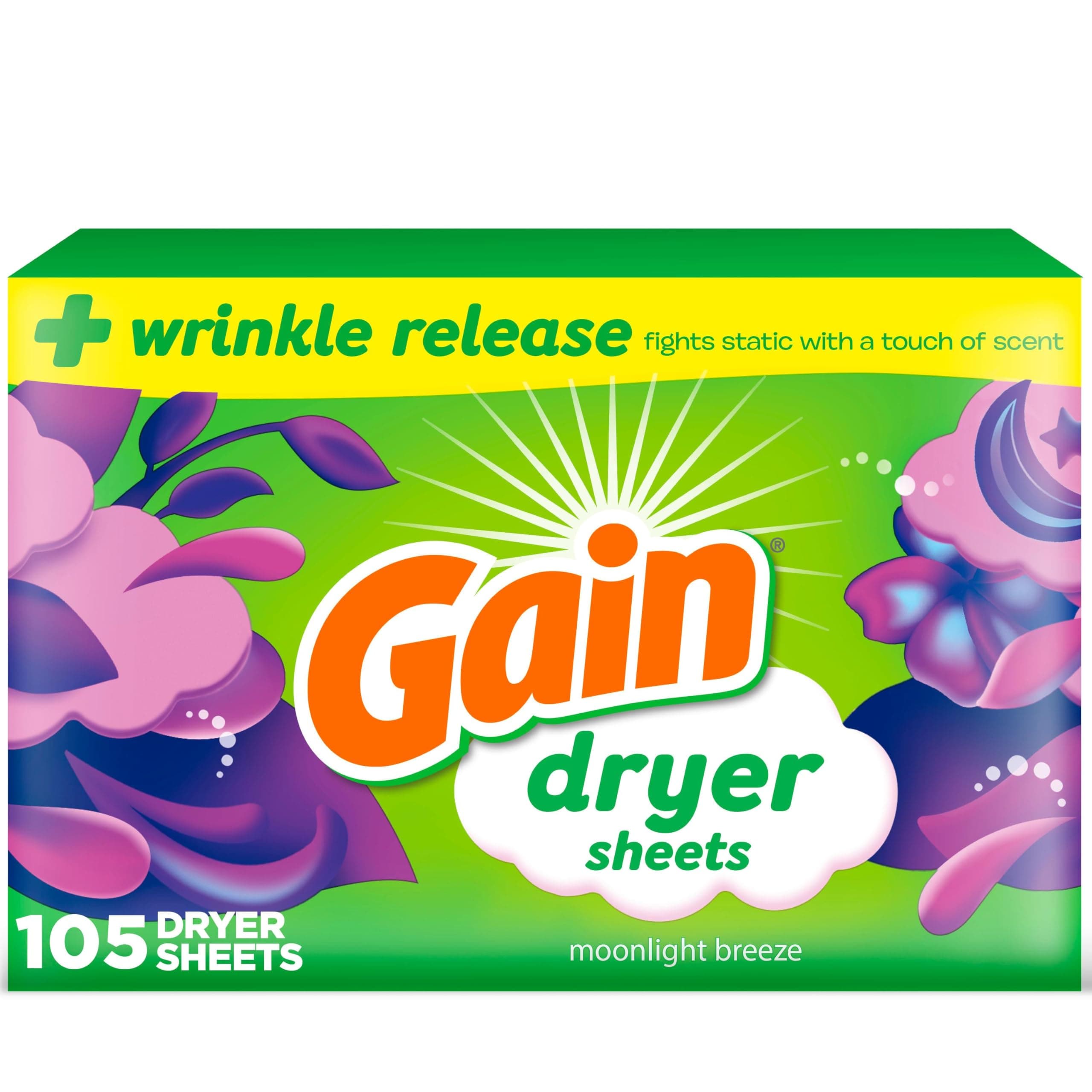 Gain Tumble Dryer Sheets (Moonlight Breeze, 105 Sheets)