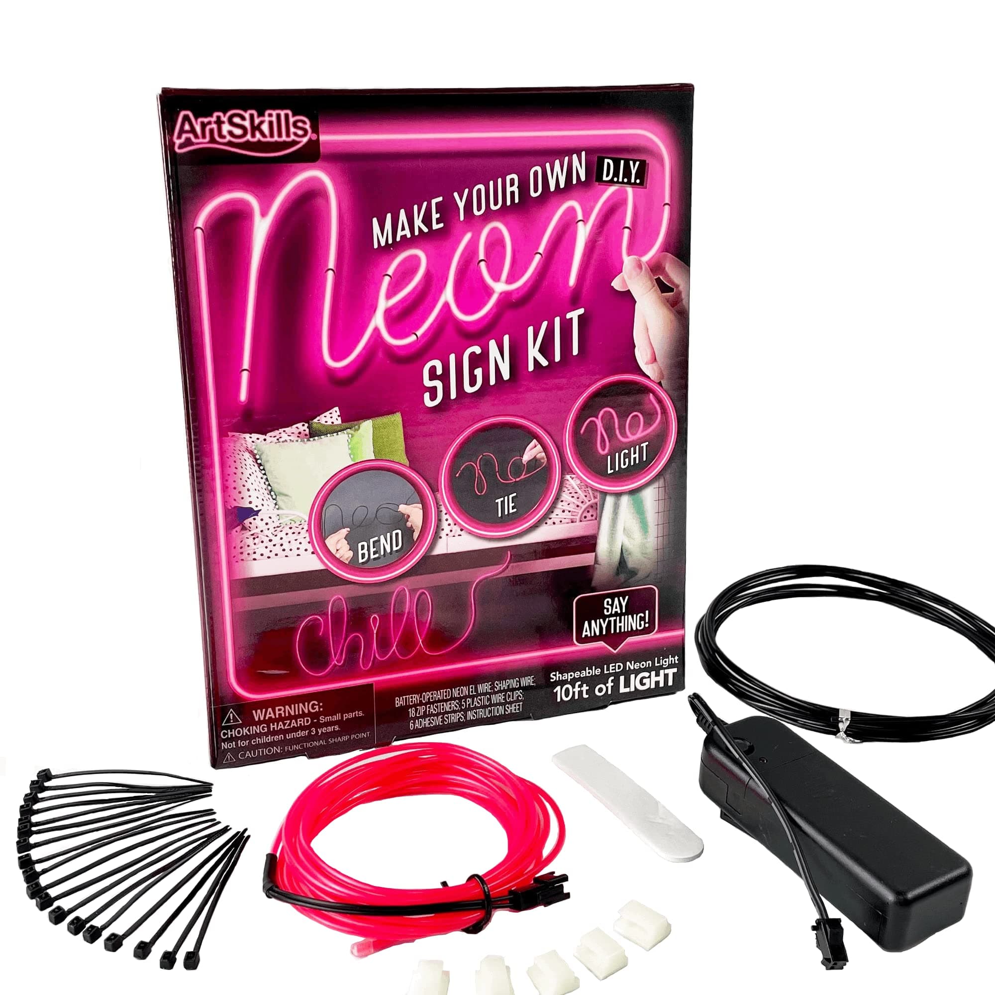ArtSkills Pink Neon Signs Kit for Bedroom Decor Wall Decor Flexible LED Strip Light for Personalized Neon Signs