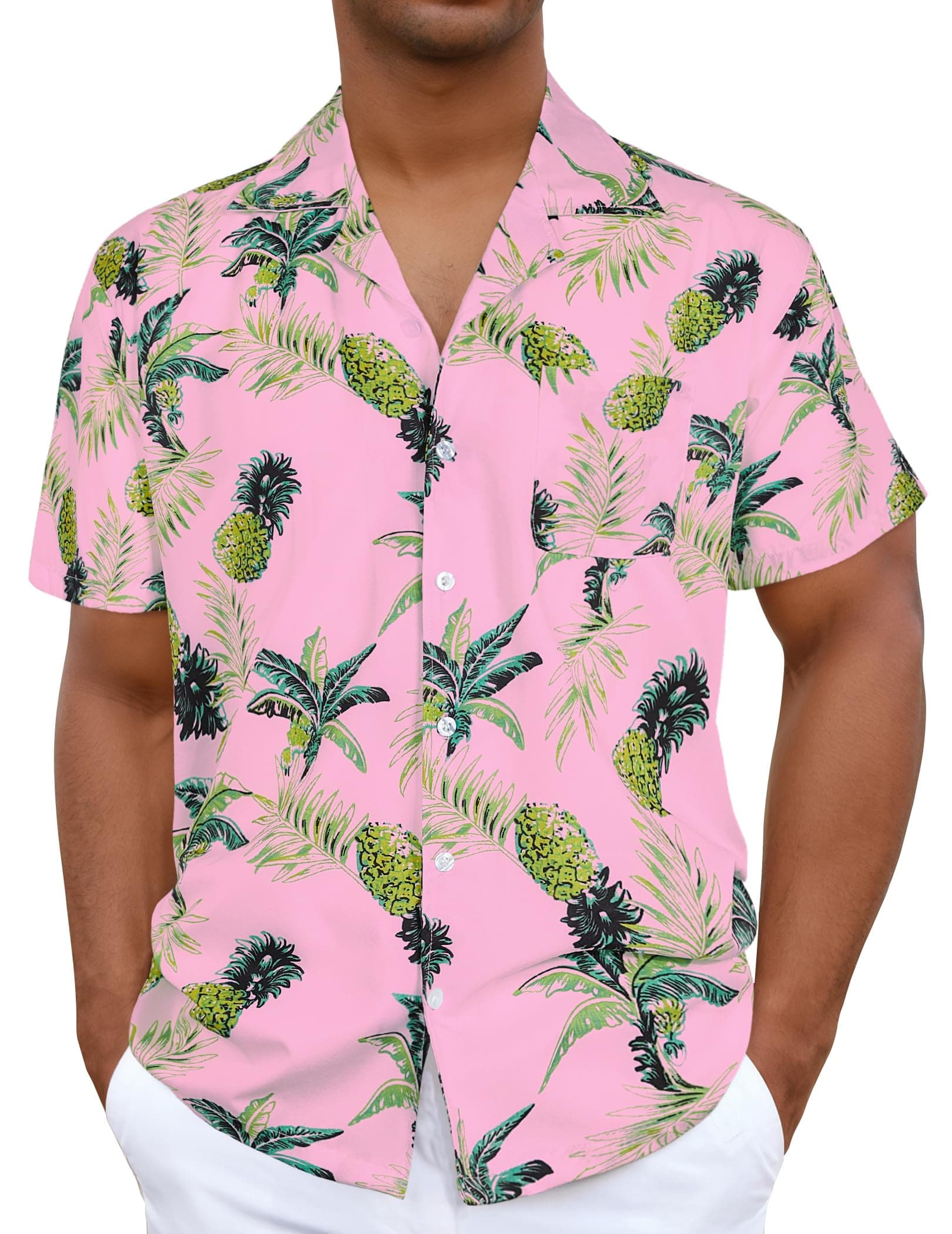 iCKER Men's Hawaiian Shirt Beach Shirt Short Sleeve Polyester Casual Regular Fit, Blue, X-Large