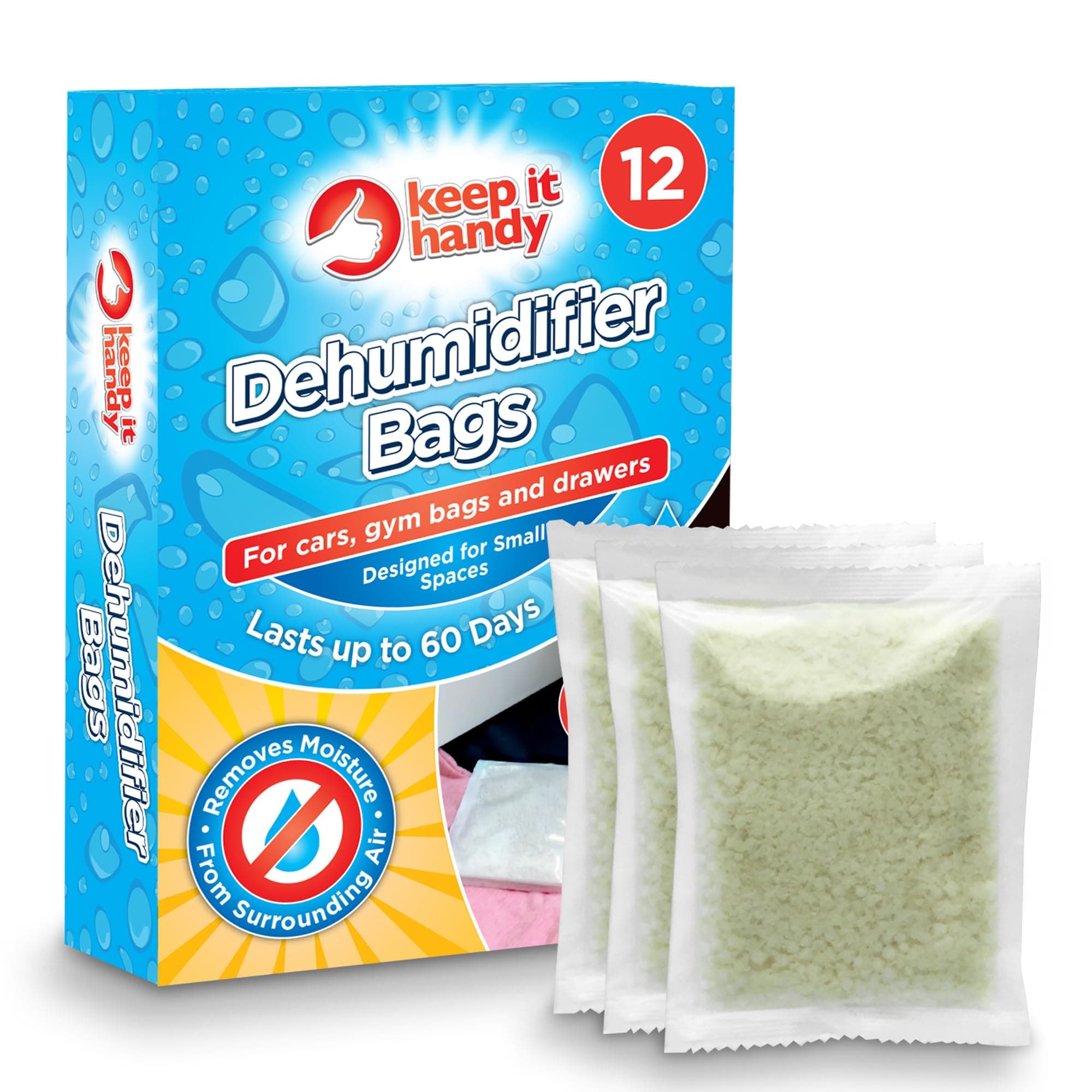 SOL 12pk Dehumidifier Bags - Interior Dehumidifiers Disposable for Home, Wardrobe & Car - Moisture Absorbers with Damp Control & Odor Removal - Compact & Portable - Fits in Small Area