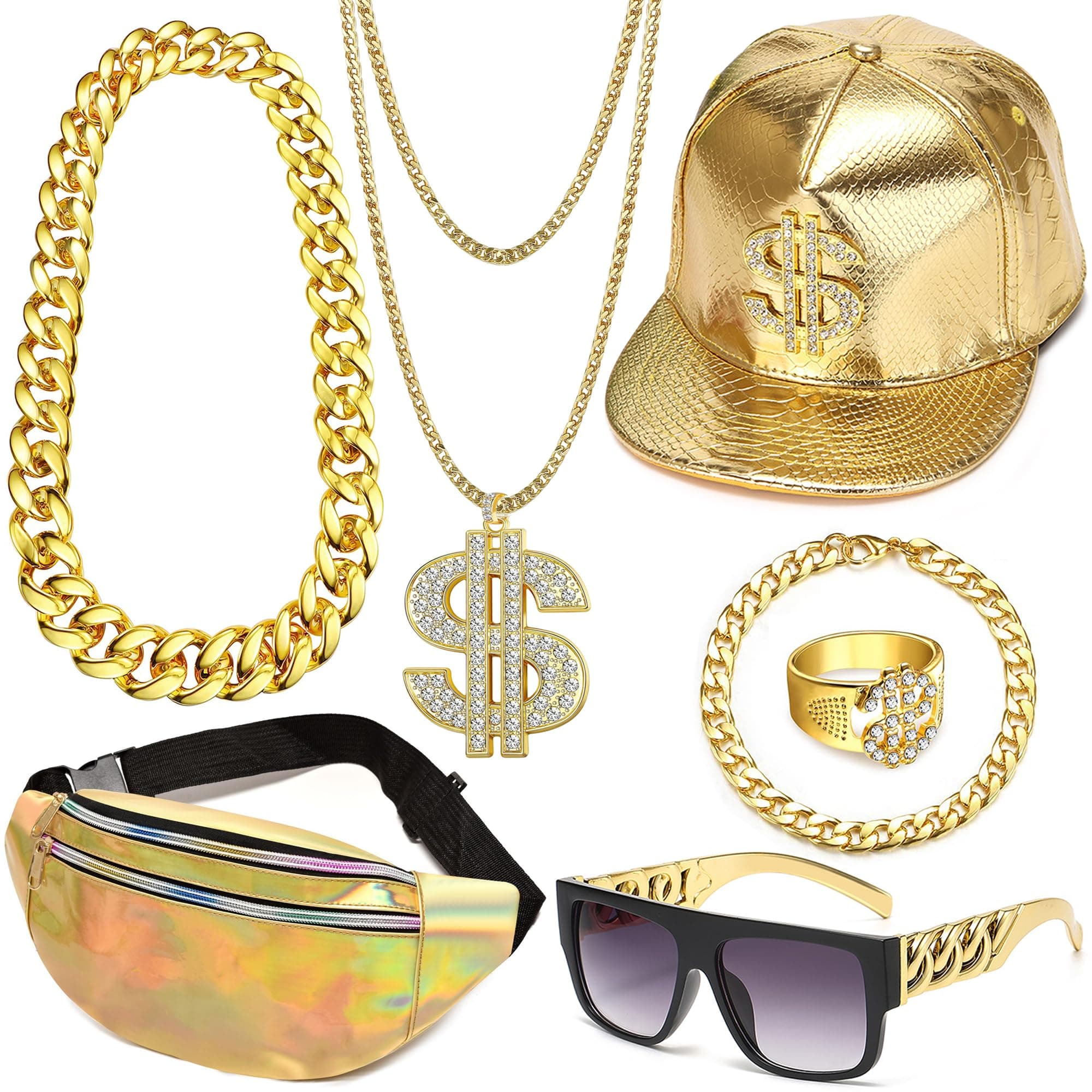 RIOSOHip Hop Costumes 80s 90s Outfits Accessories for Men Women Rapper Costume Halloween Cosplay