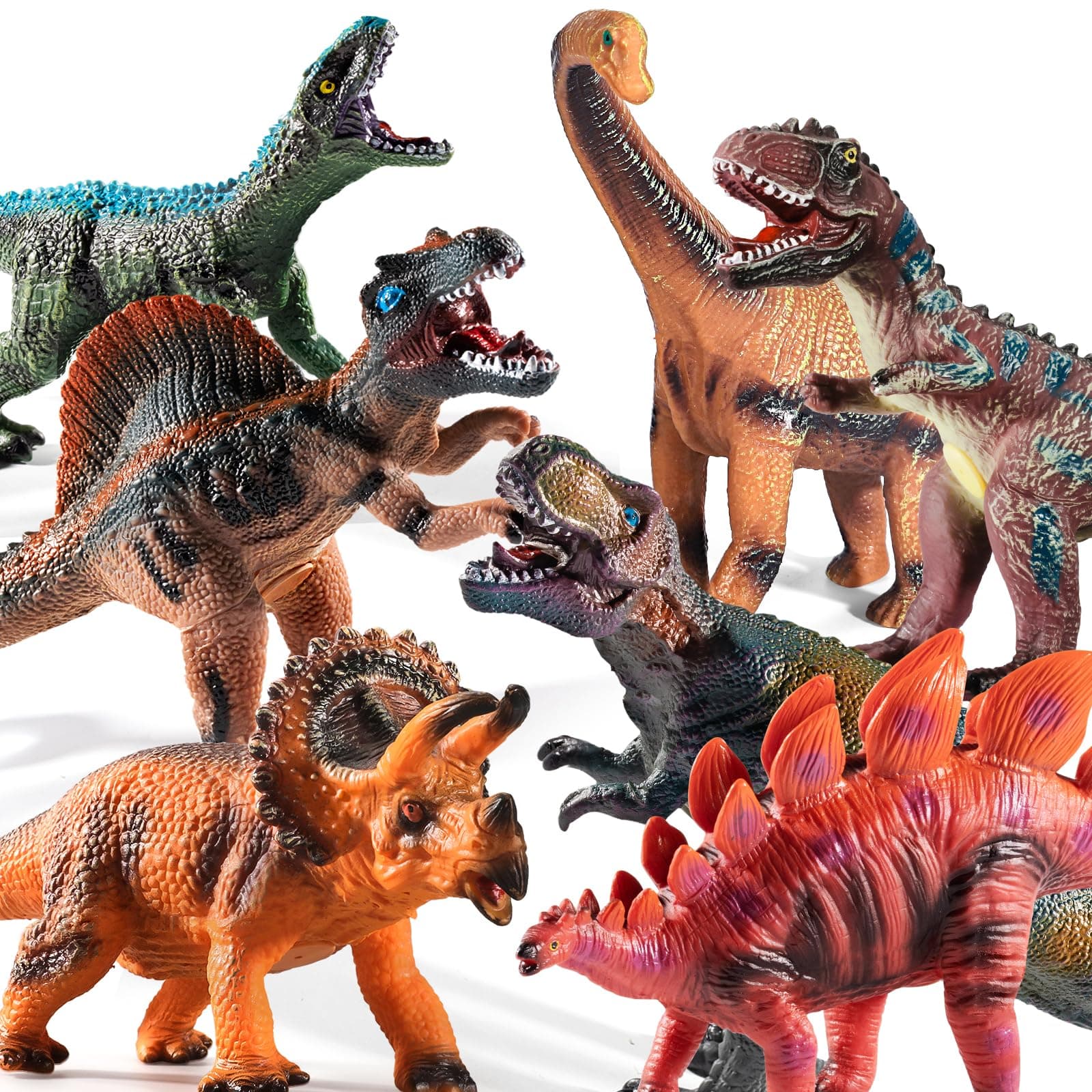 7 Piece Jumbo Dinosaur Toys for Kids 3-5, Large Soft Dinosaur Toys for Boys Kids Toddler Ages 5-7 Years, Perfect Dinosaurs Party Favors, Birthday Gifts