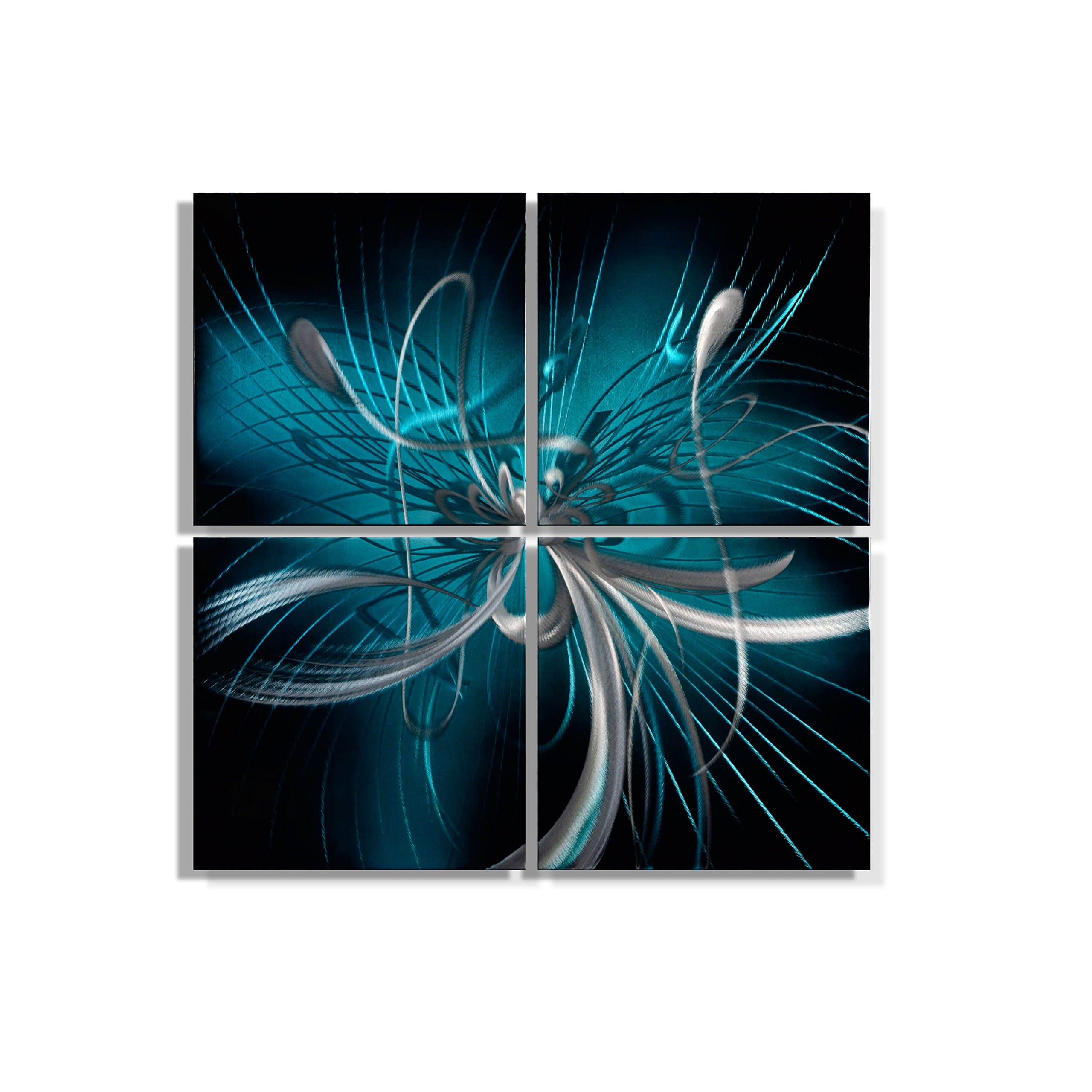 Chaos Star 4-Panel Handmade Metal Wall Art, Blue