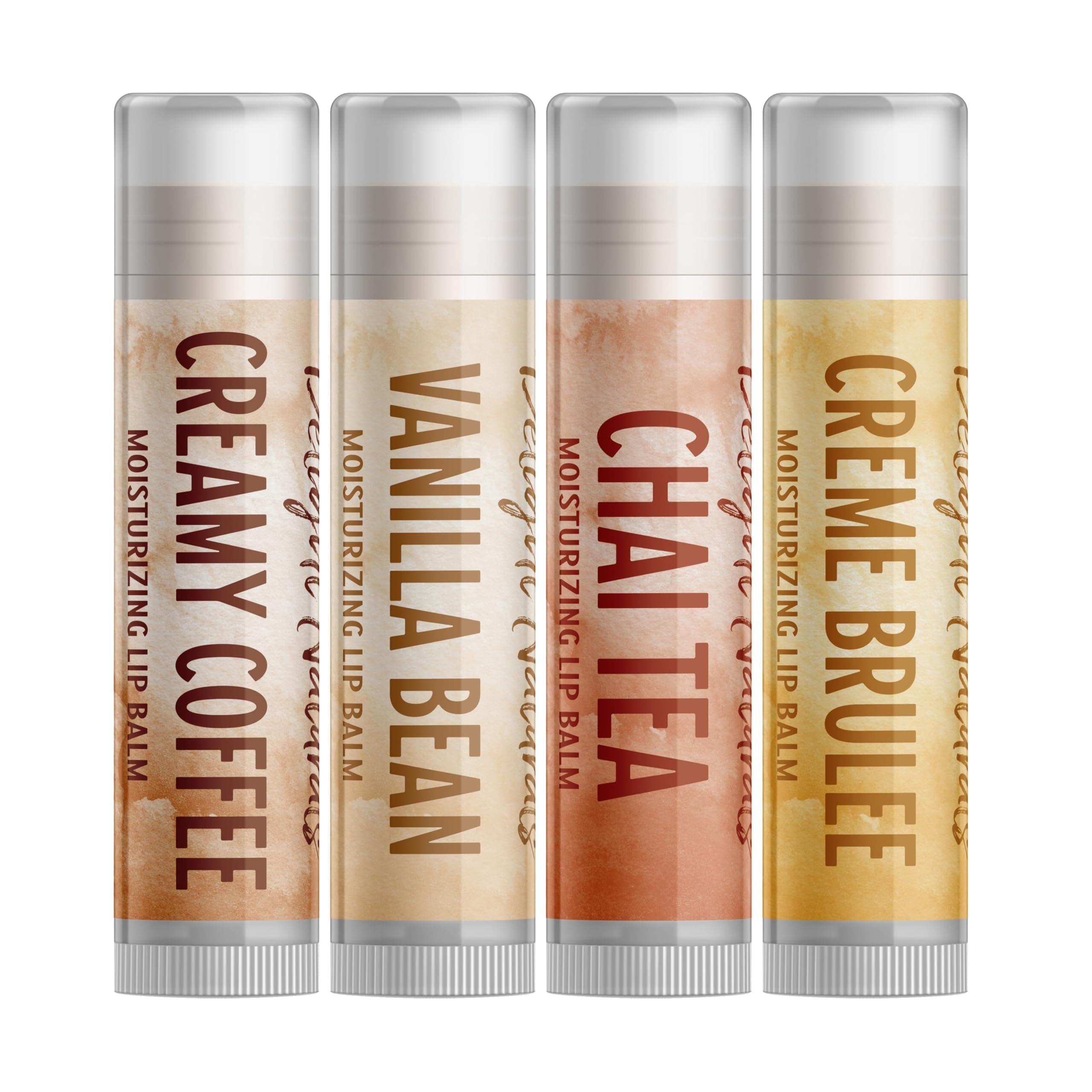 Coffee House Lip Balm Gift Set - Creamy Coffee, Chai Tea, Creme Brulee, Vanilla Bean