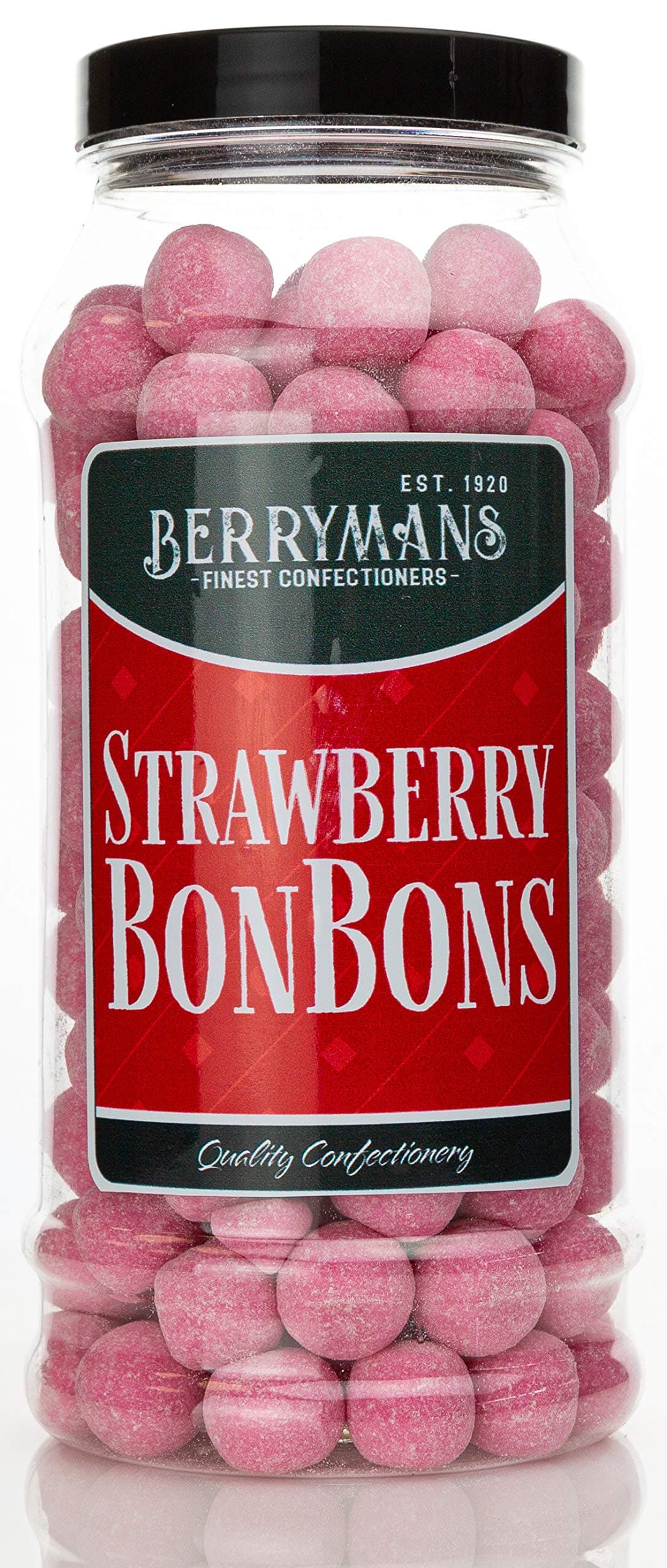 Original Strawberry BonBons Retro Sweets Gift Jar By Berrymans Sweet Shop - Classic Sweets, Traditional Taste.
