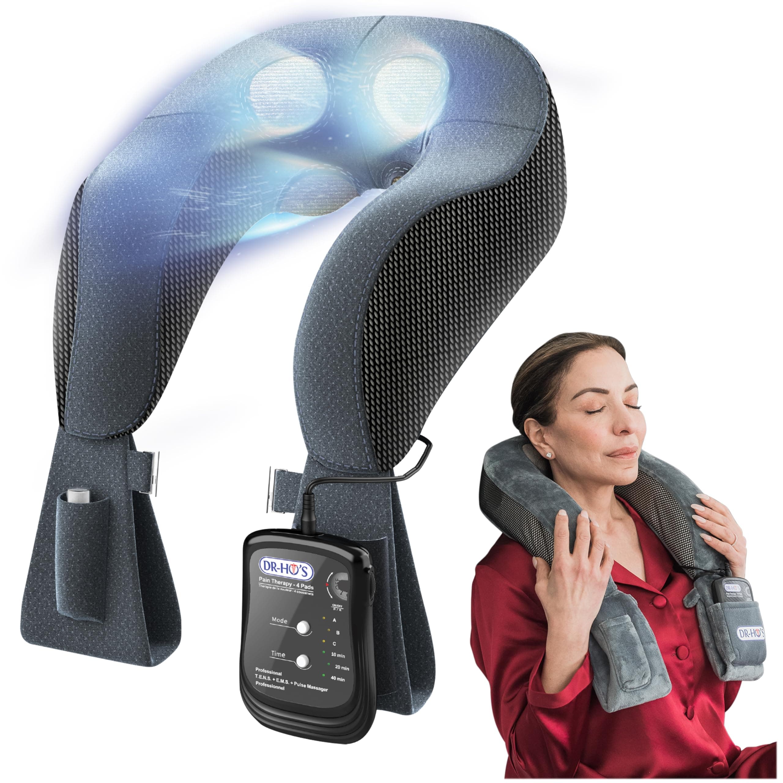 DR-HO'S Neck Pain Pro Essential Package - Neck Massager TENS Therapy, EMS Therapy + DR-HO'S Proprietary AMP for & Shoulder Pain