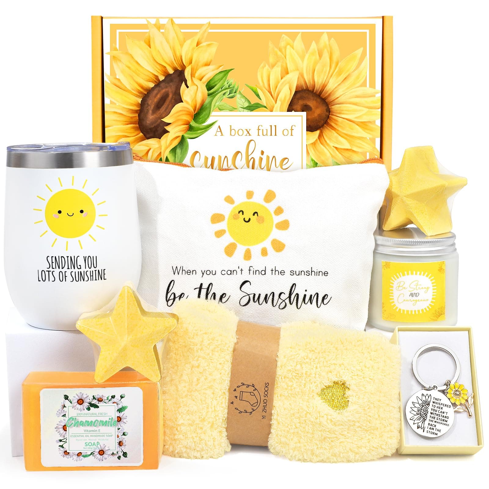 Suhctuptx Get Well Soon Gifts for Women, Christmas Sunflower Birthday Gifts Baskets Ideas for Women Mom Best Friend Female Her - Unique After Surgery Gifts Thinking of You Sunshine Gifts Box