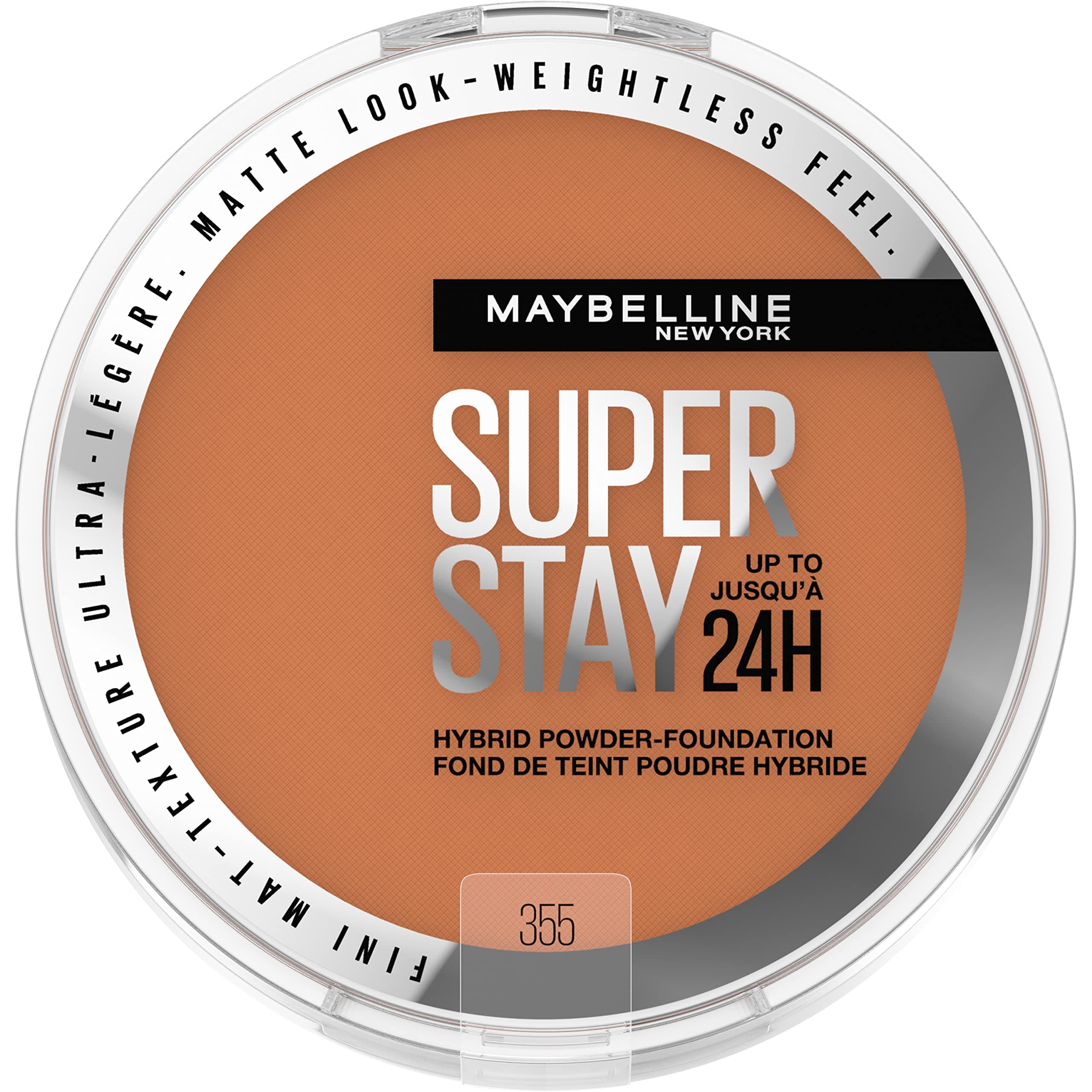 New York Super Stay Up to 24HR Hybrid Powder-Foundation, Medium-to-Full Coverage Makeup, Matte Finish, 355, 1 Count