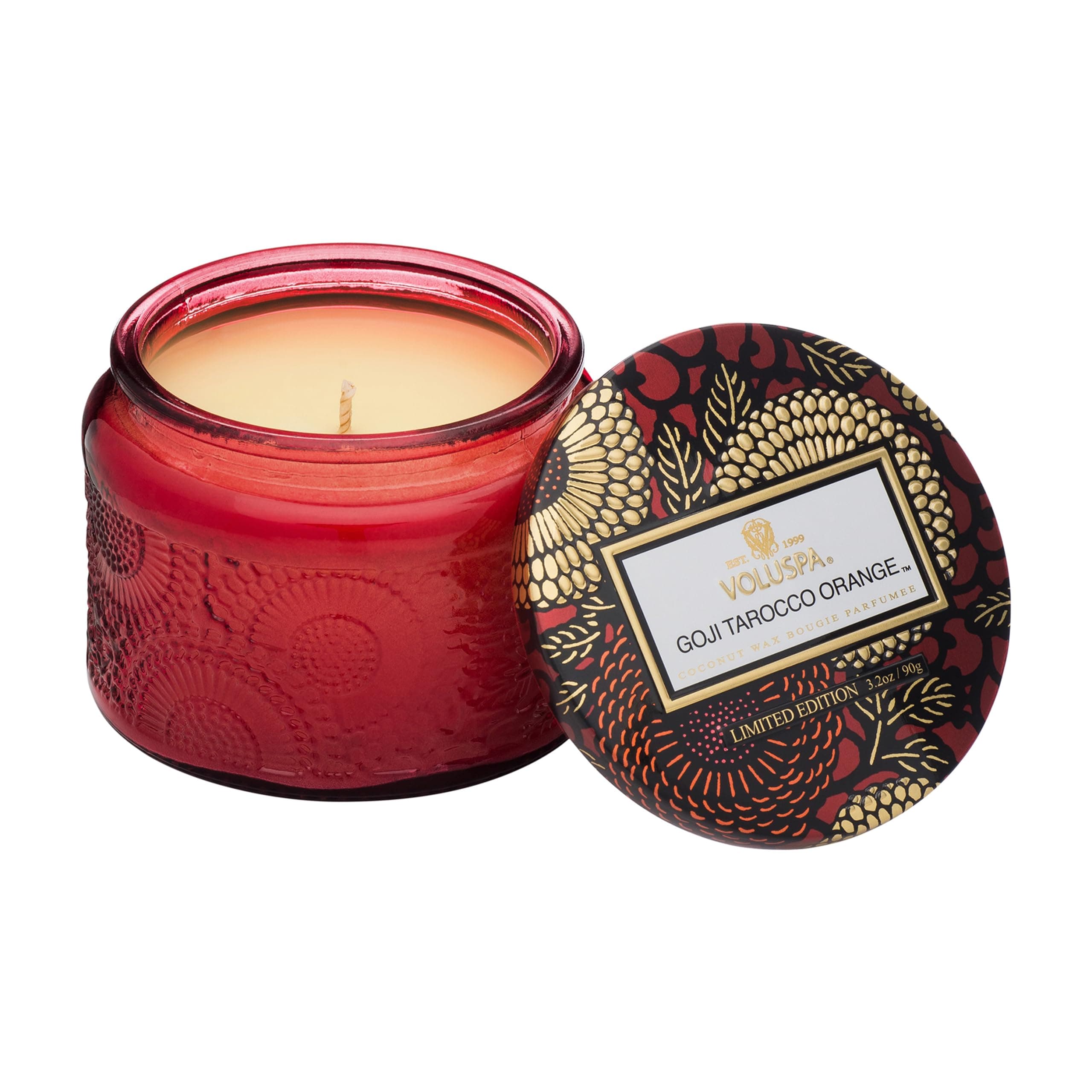 Goji Tarocco Orange, Petite Candle Jar, 3.2 oz, 25 Hour Burn Time, Coconut Wax for Clean Burning, Handcrafted in the USA
