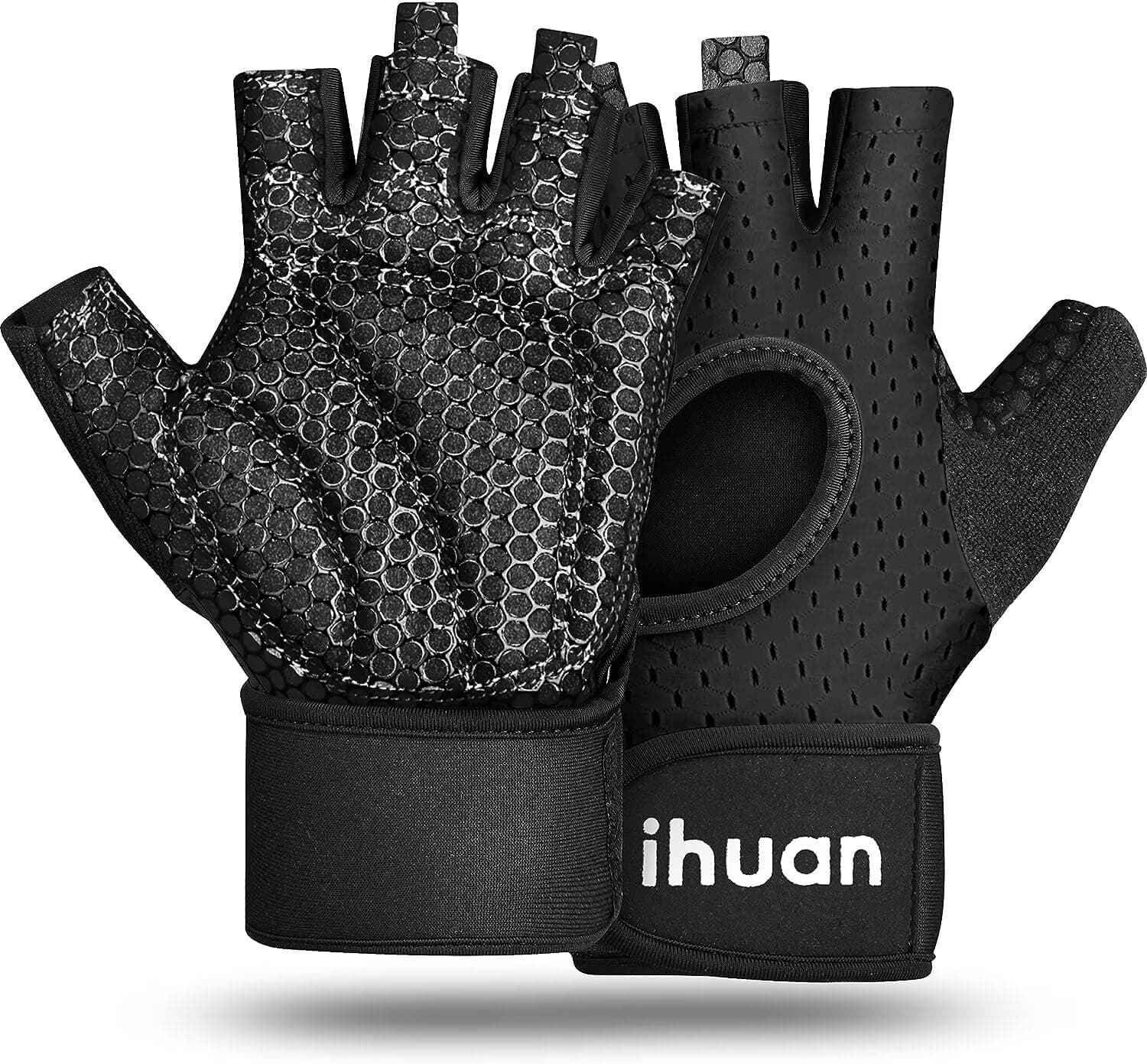 ihuan Breathable Weight Lifting Gloves: Workout Gloves for Men and Women Gym Gloves with Wrist Support | Enhance Palm Protection | Extra Grip for Fitness | Lifting | Training | Rowing | Pull-ups