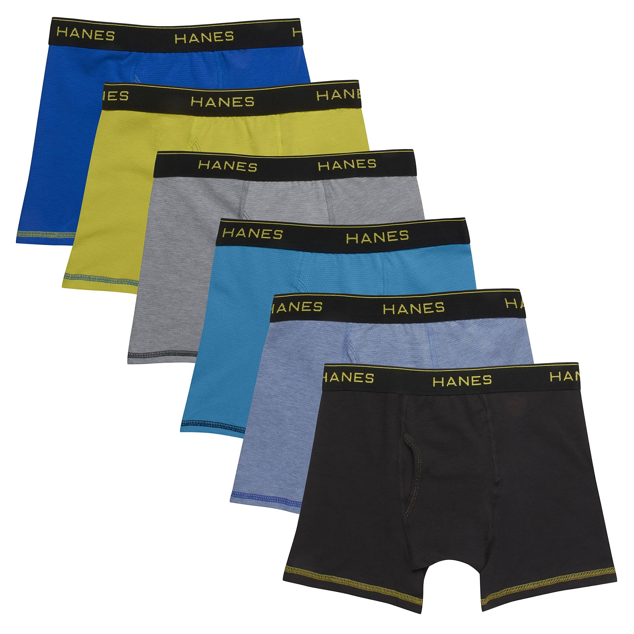 HanesBoys' Underwear, Cool Comfort Stretch Mesh Boxer Briefs, 6-Pack