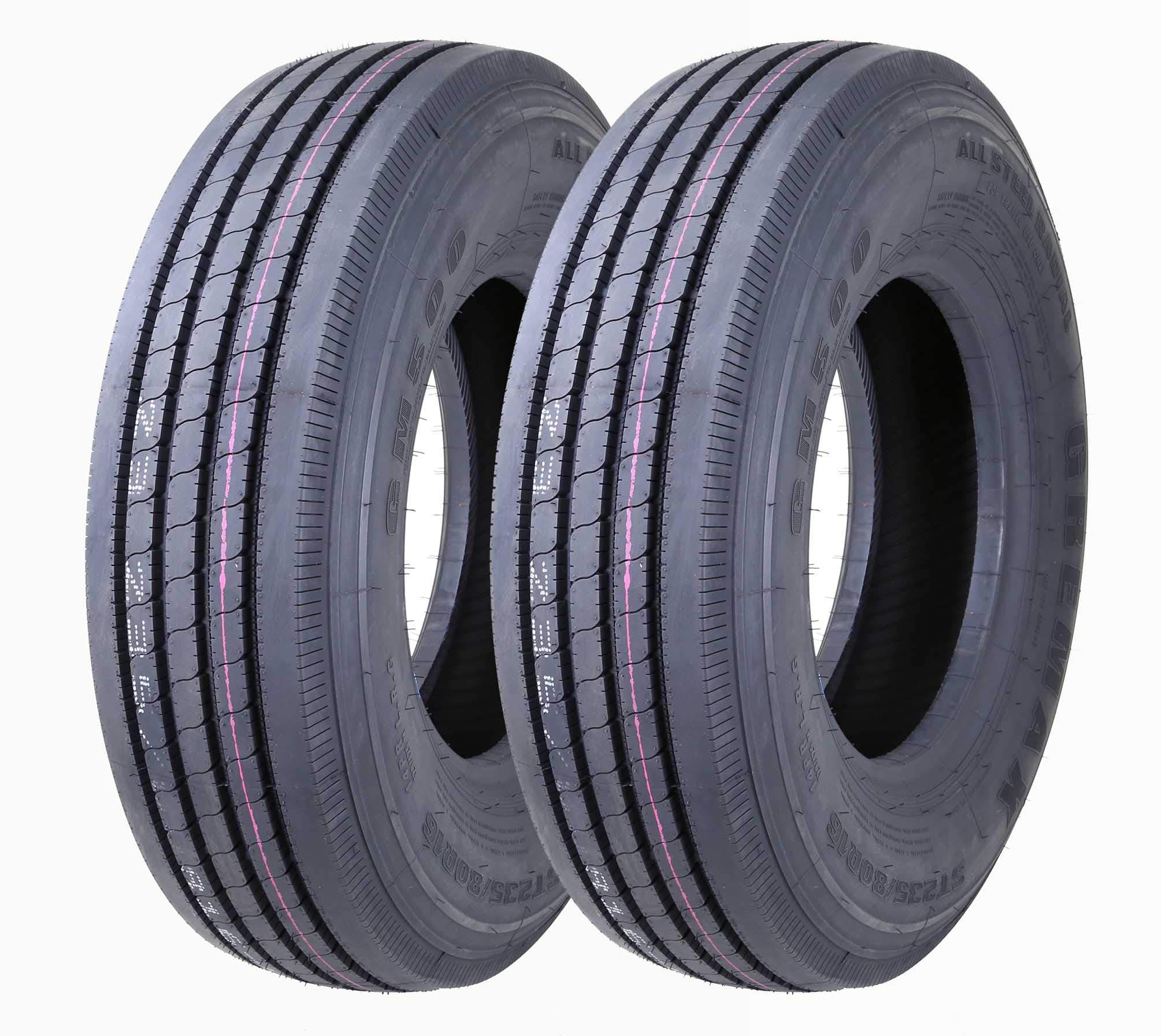 GREMAX Set 2 New All Steel ST235/80R16 14-Ply RV Trailer Tires 235 80 16 Load Range G 129/125M