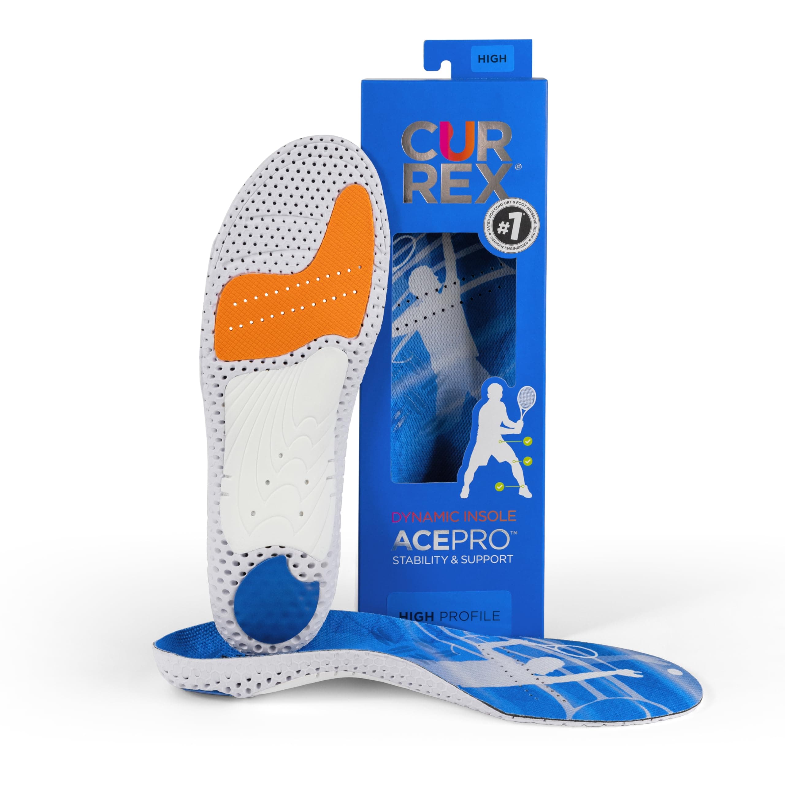 - CURREX AcePro, Arch Support Insoles for Tennis, Volleyball, Racquetball, Net Sports, Increase Performance & Agility, Court Based Sports Inserts for Men & Women (High Arch, Medium)