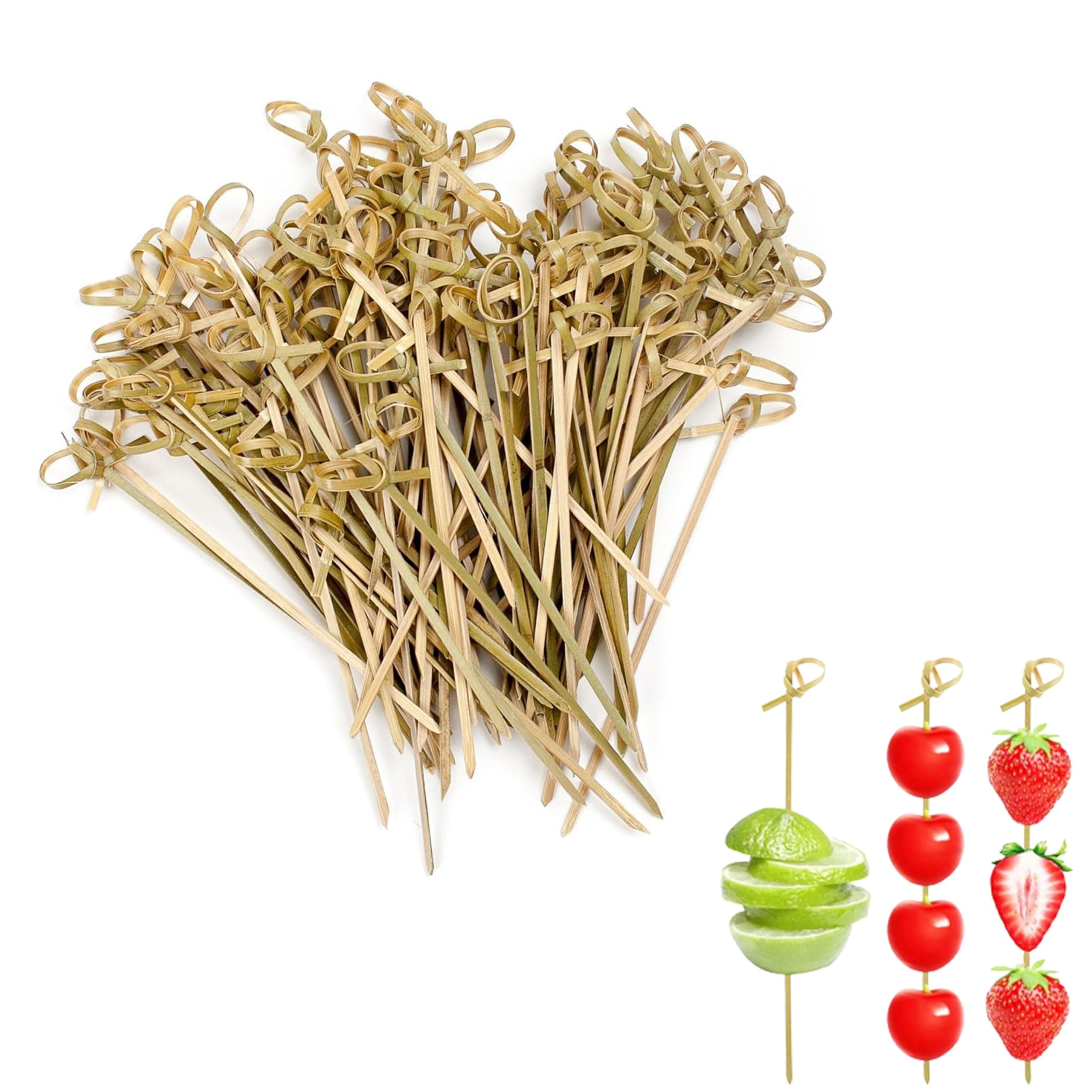 Perfect Stix Bamboo Pick 4 300ct Bamboo Knot Picks, Cocktail and Hors' D'Oeuvre, 4" (Pack of 300)