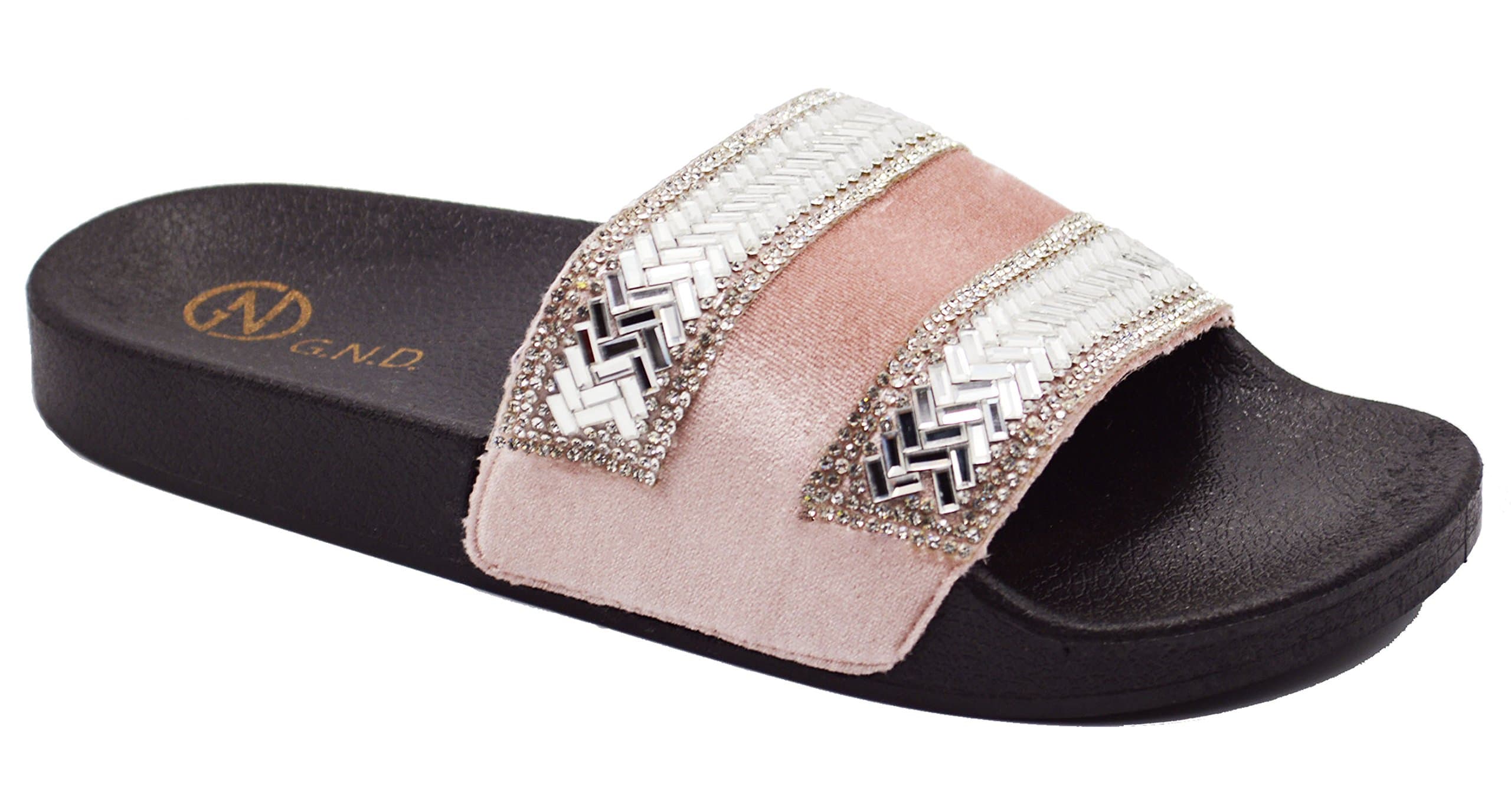 Golden Road G.N.D Women Fancy Shinny Slide Slipper Sandal #296 (7, Pink)
