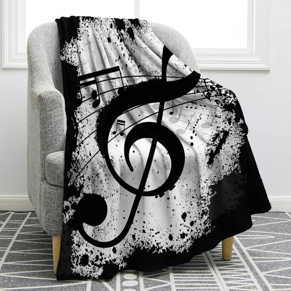 Jekeno Music Note Gifts Blanket for Women Men, Throw Blankets for Teacher Adult Kids Girls Boys Music Lovers Gifts, Decor for Home Bed Couch