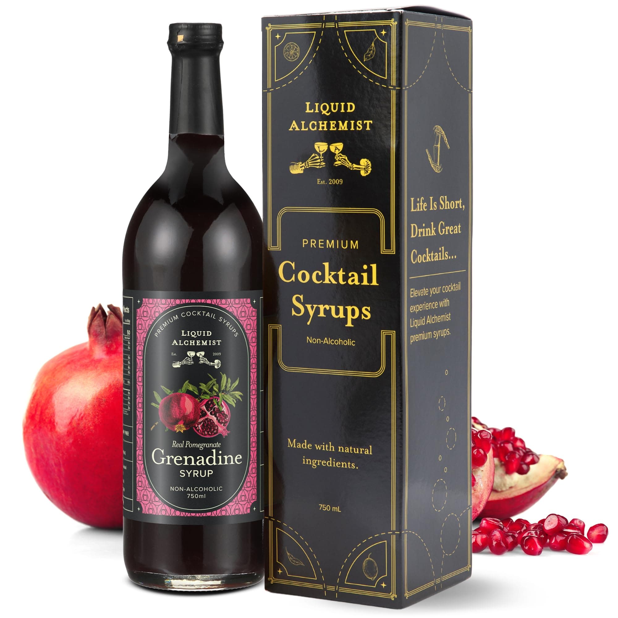 Liquid Alchemist Grenadine Syrup for Cocktails - Real Ingredients Make our Pomegranate Syrup the Perfect Shirley Temple Mix - Our Small Batch is Non-GMO, Gluten Free & Vegan (25.4 oz)