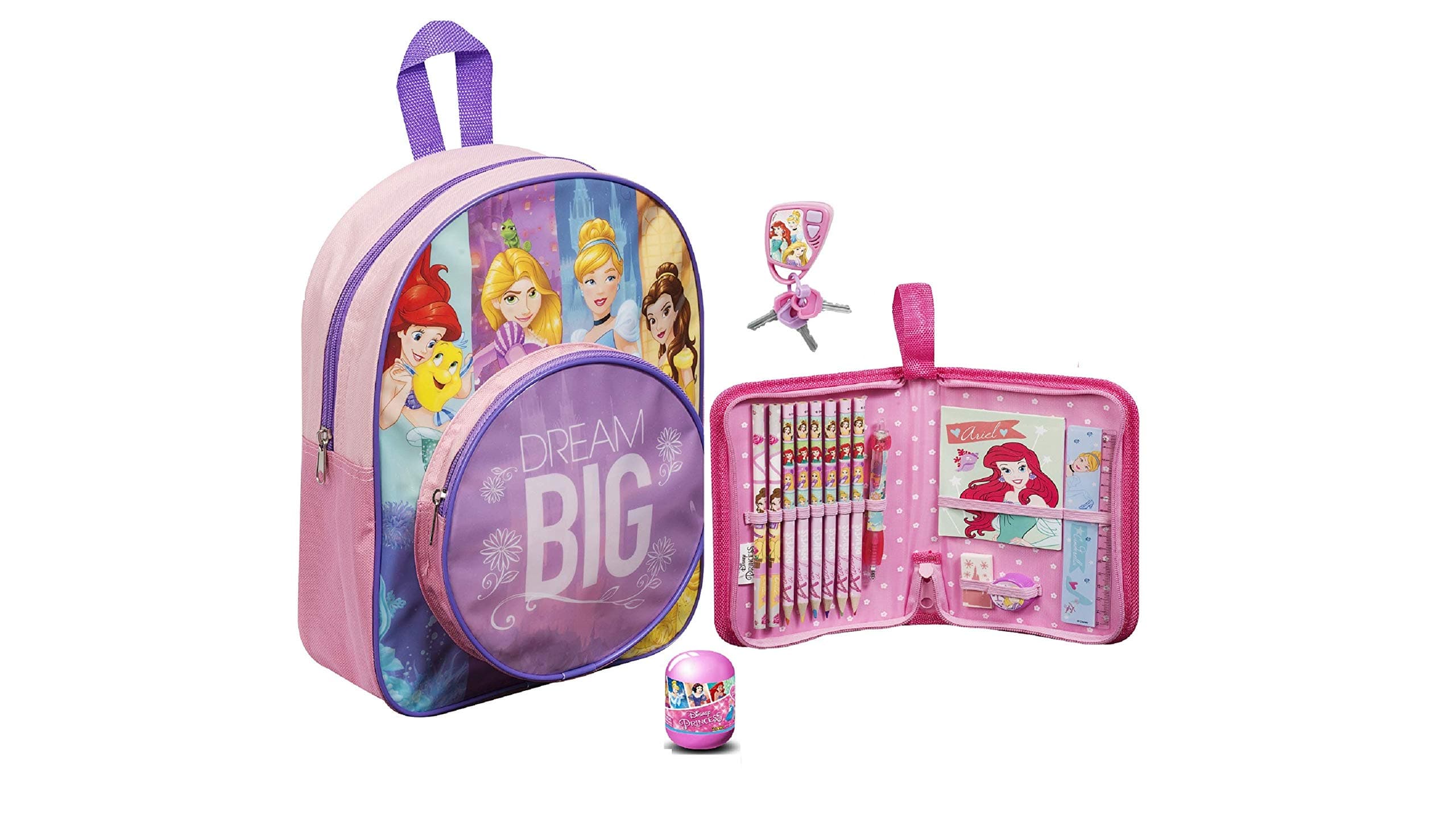 Disney Princess Filled Junior School Bag Backpack Pencil Case Toy Bundle for Children/Toddler/Kids – 4 Piece
